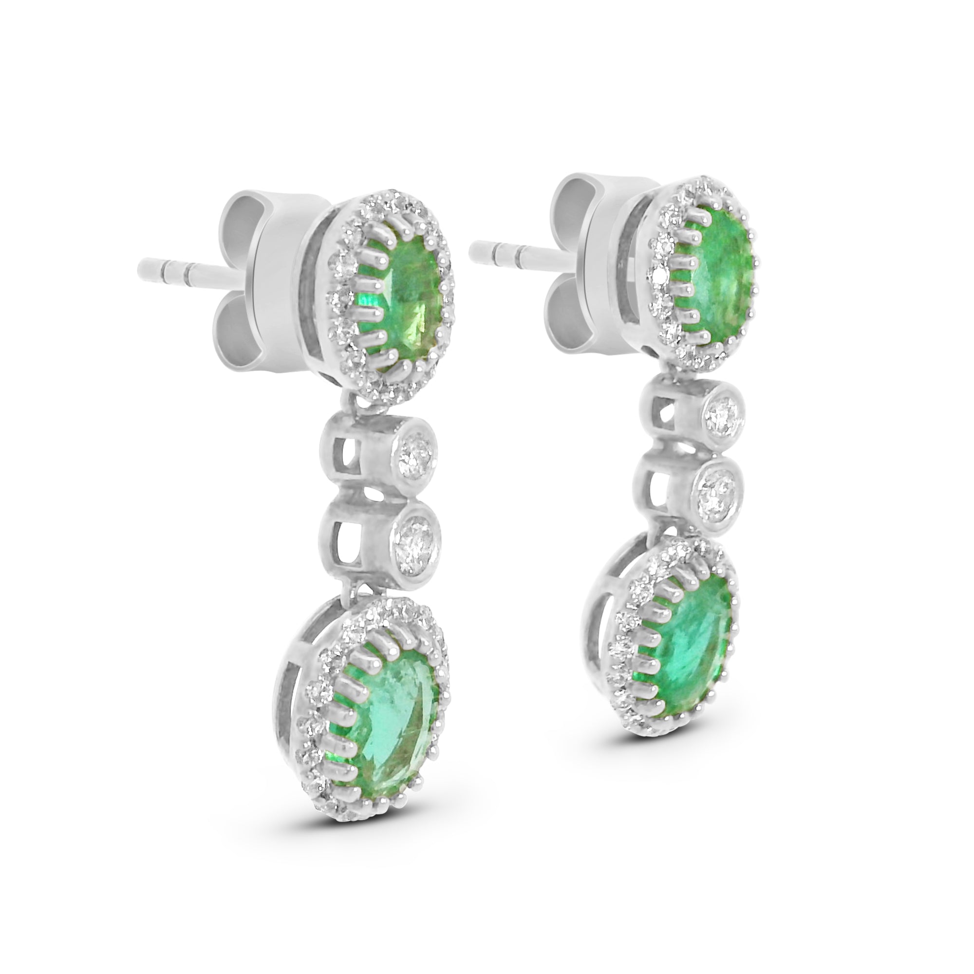 Emerald and Diamond Drop Earrings