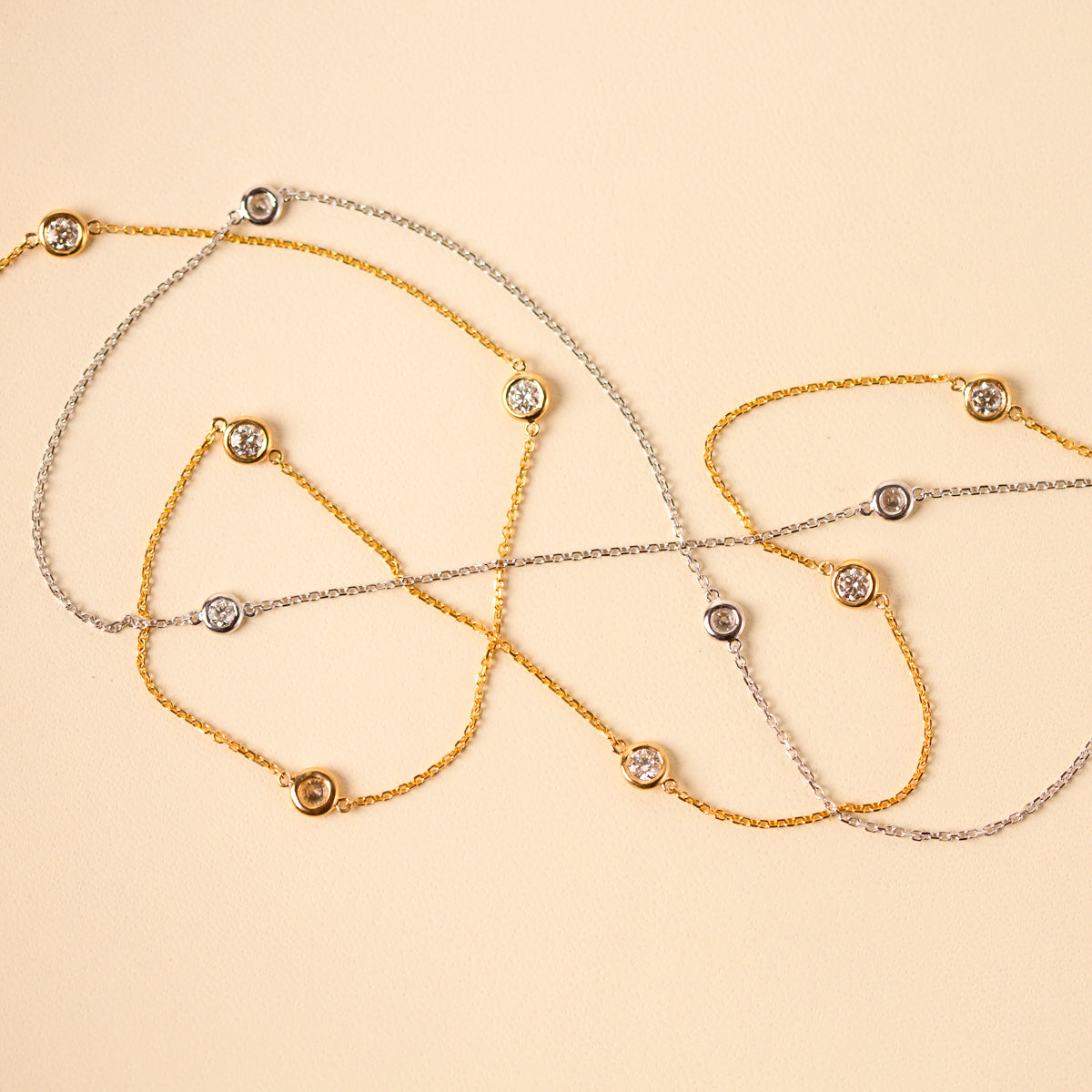 7 Diamond Bezel Necklace
