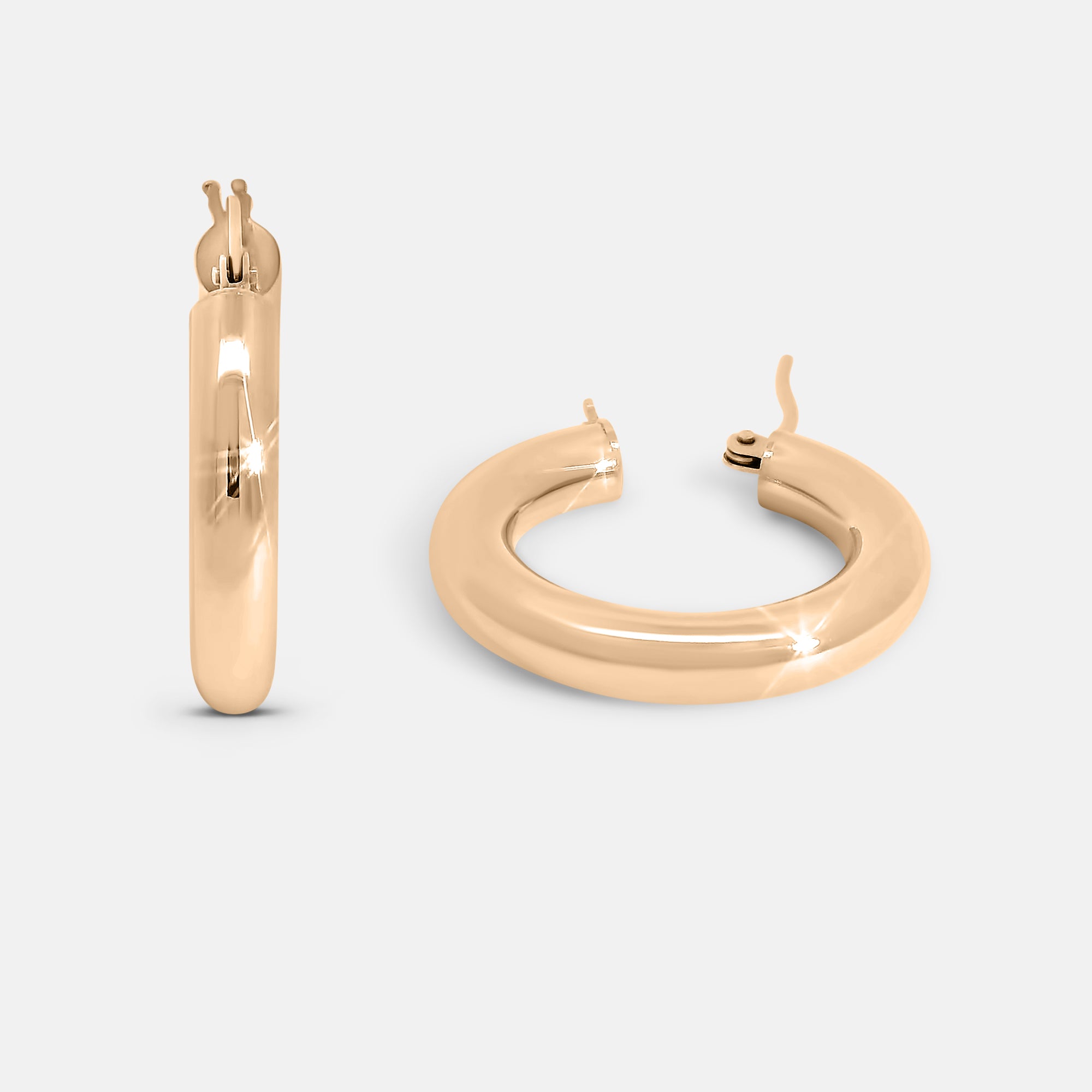 Bold Rounded Hoop Earrings (15mm)