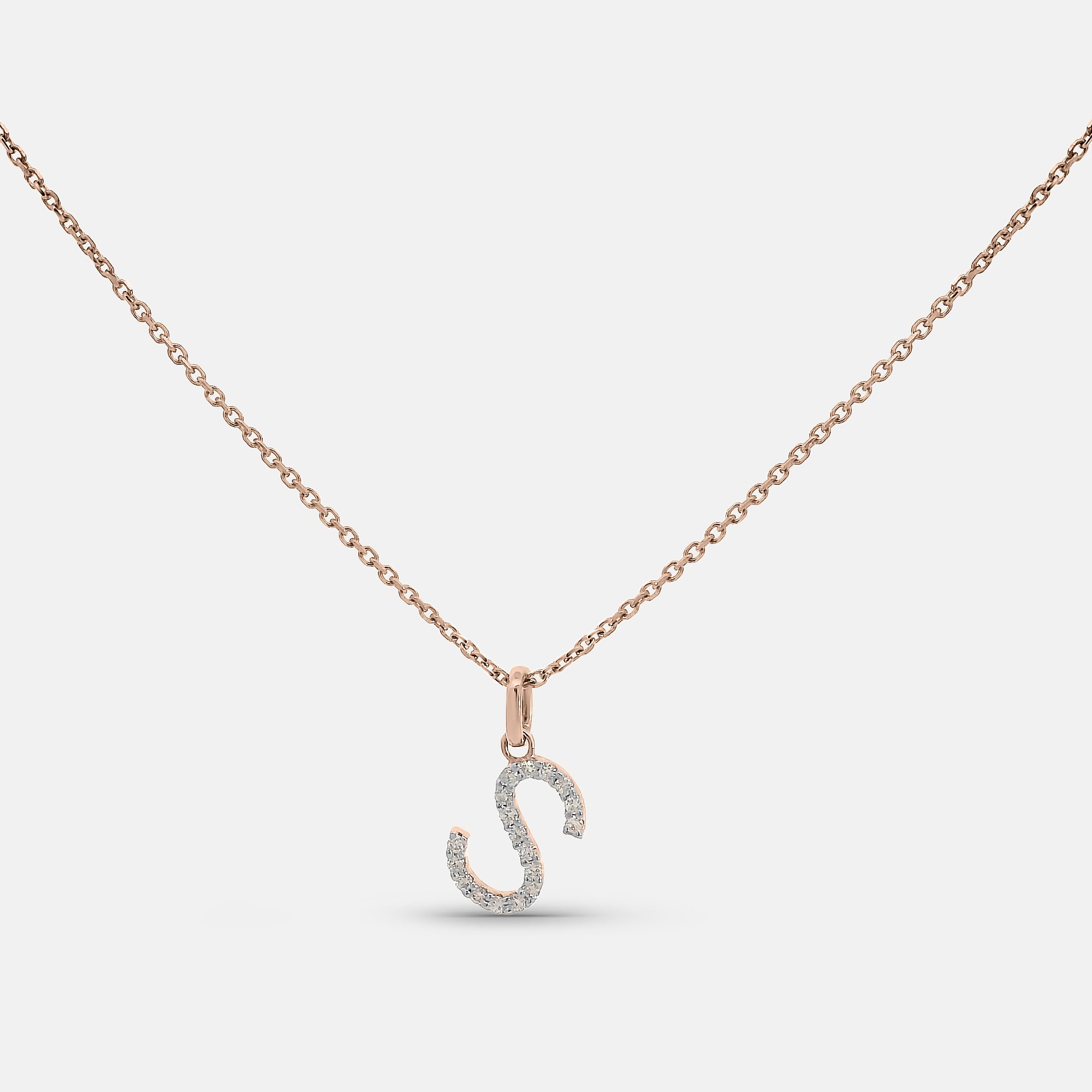 Customizable Initial Diamond Pendant Necklace w/ Chain