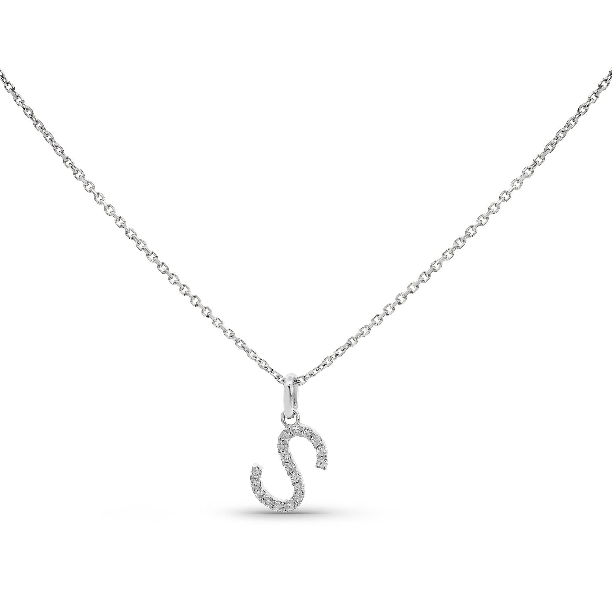 Customizable Initial Diamond Pendant Necklace w/ Chain