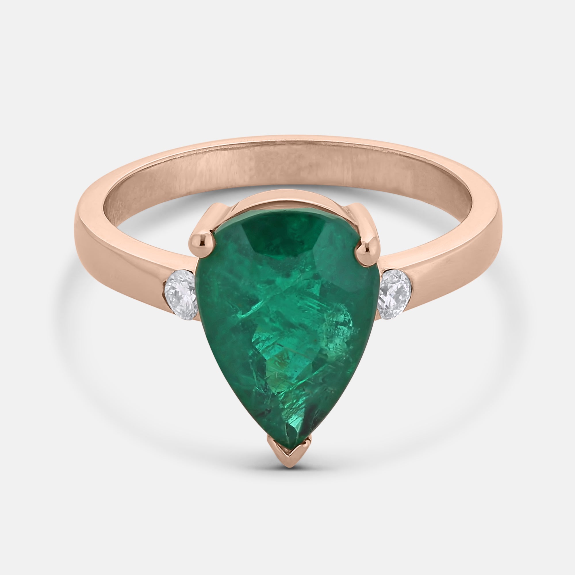 Bezel Pear Shaped Emerald Ring