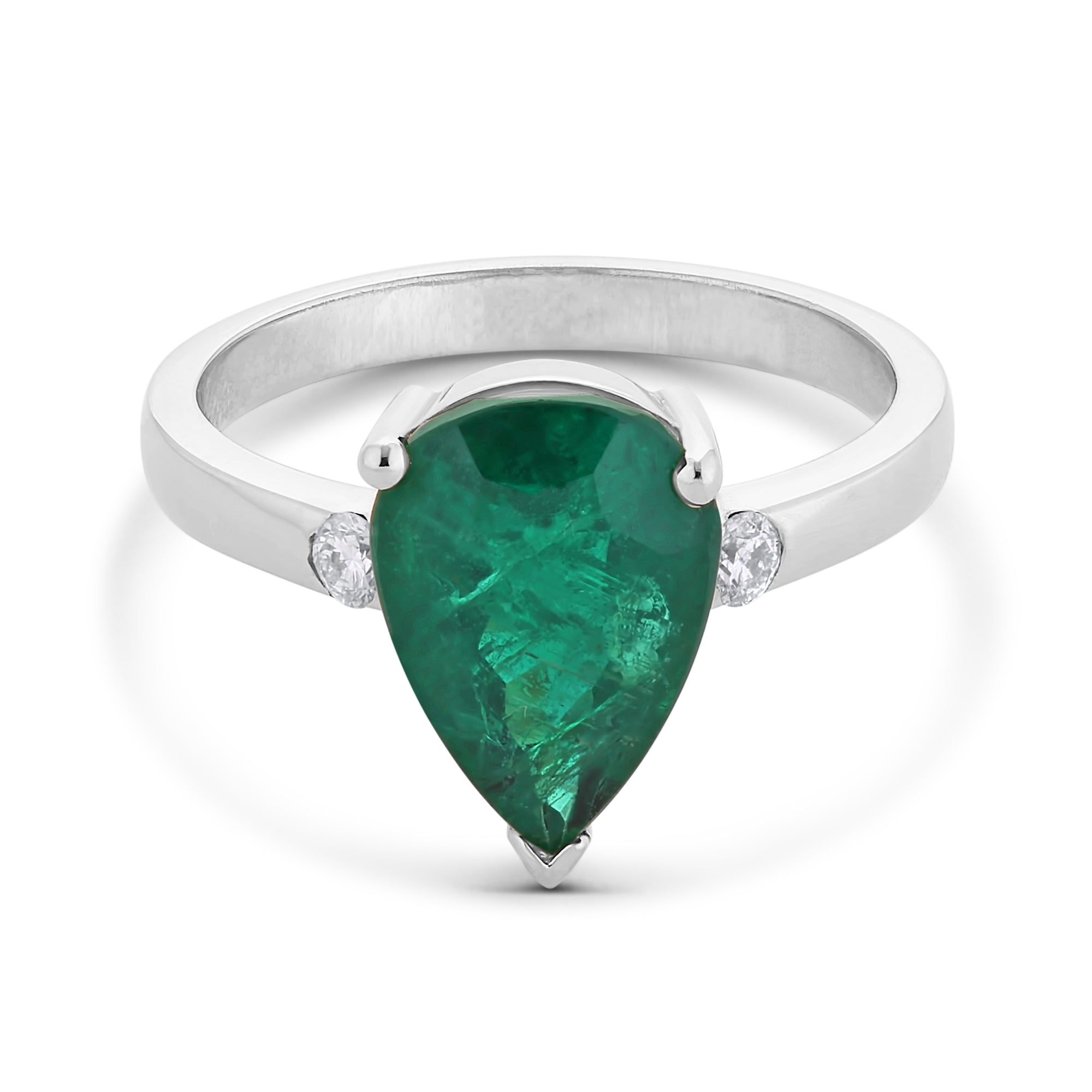 Bezel Pear Shaped Emerald Ring