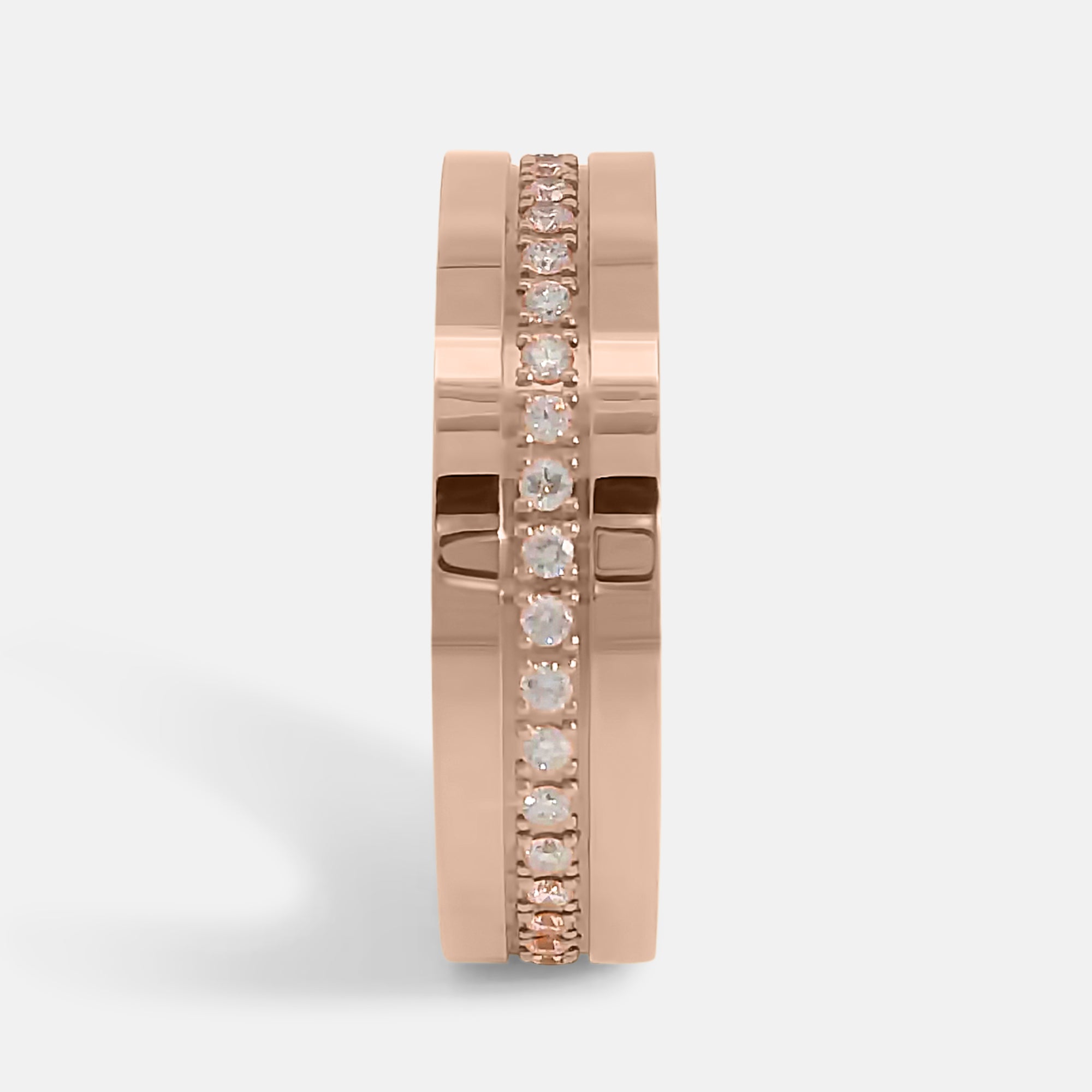 6mm Cigar Band with Inset Natural Diamonds