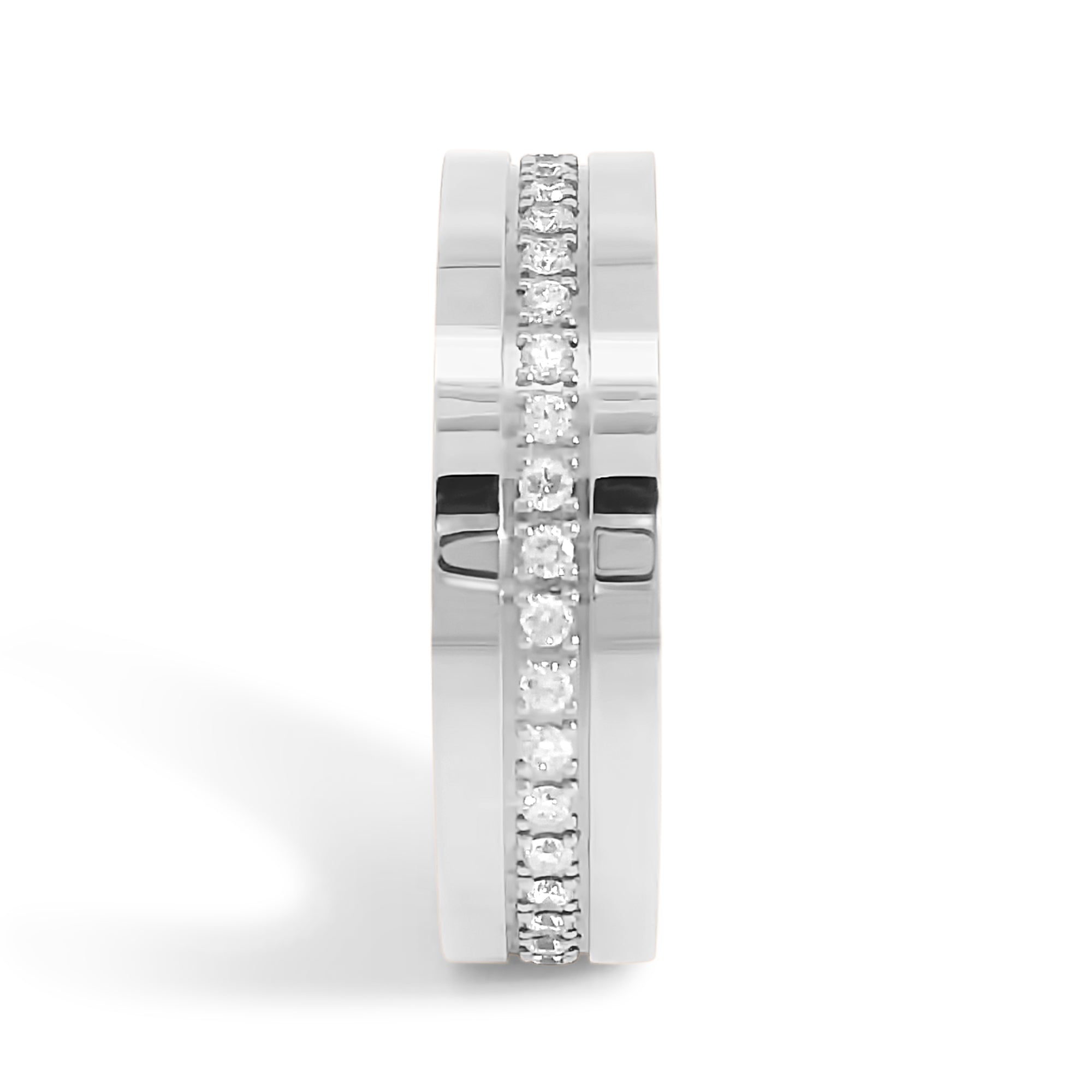 6mm Cigar Band with Inset Natural Diamonds