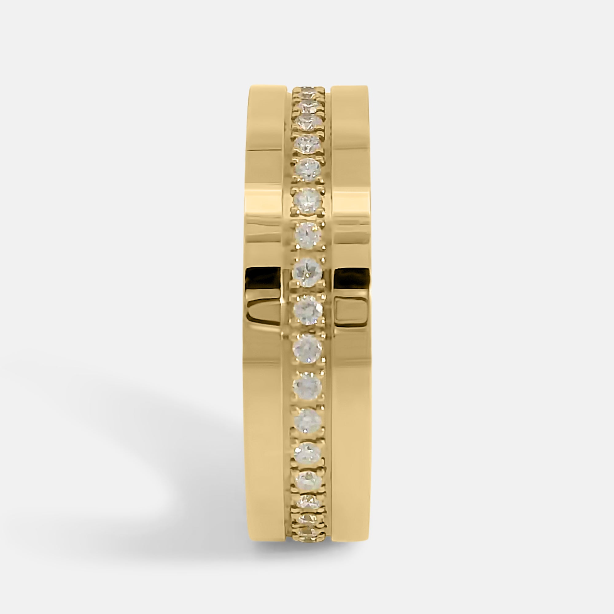 6mm Cigar Band with Inset Natural Diamonds