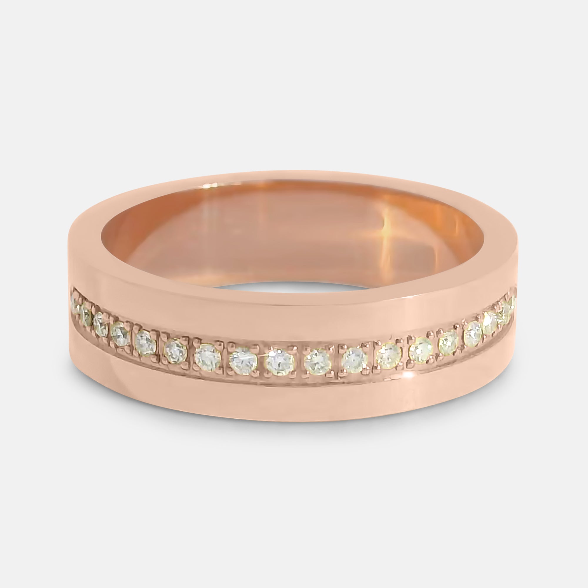 6mm Cigar Band with Inset Natural Diamonds