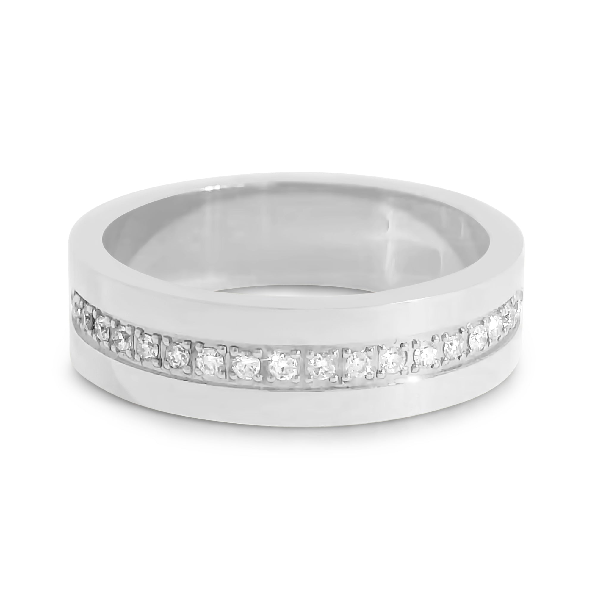 6mm Cigar Band with Inset Natural Diamonds