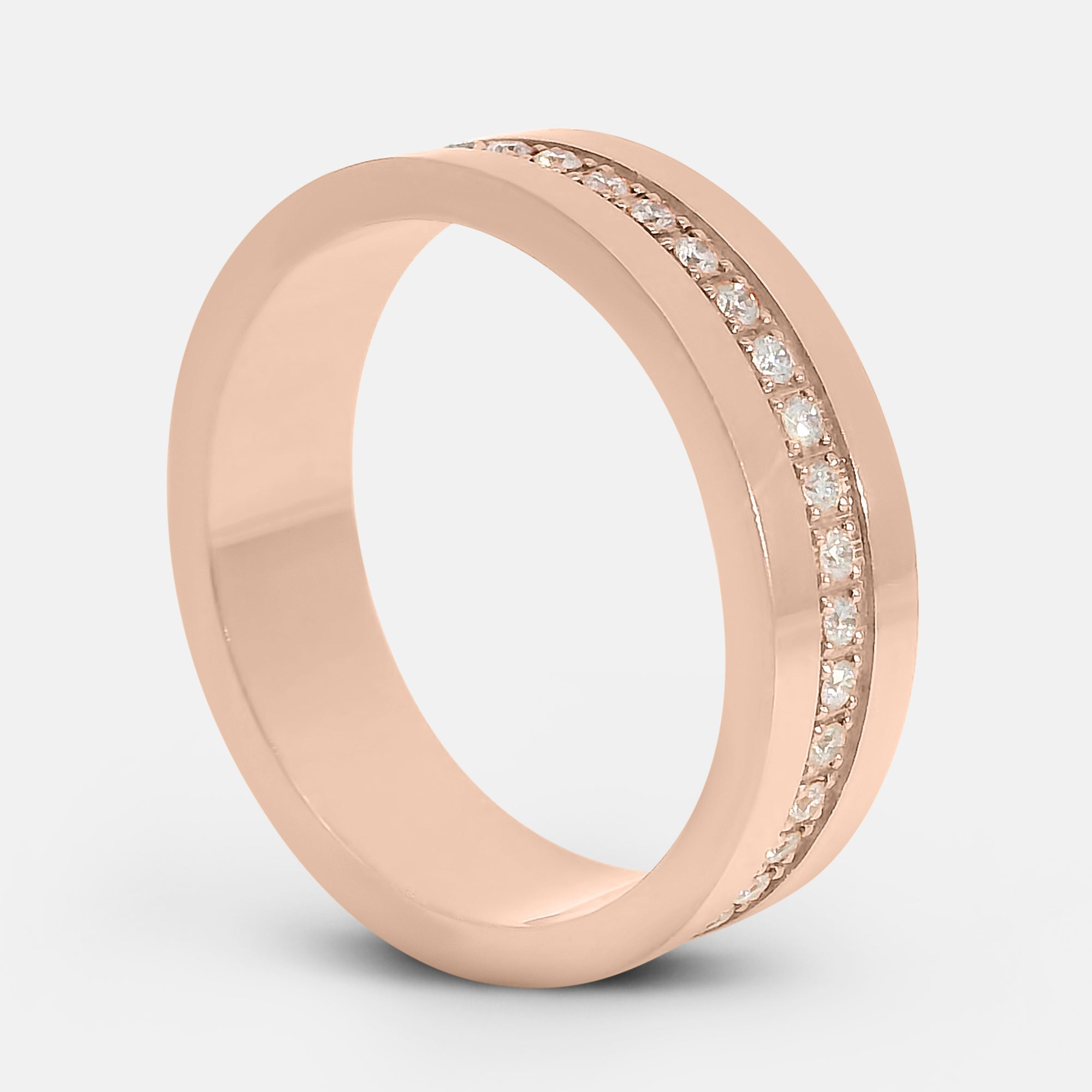 6mm Cigar Band with Inset Natural Diamonds
