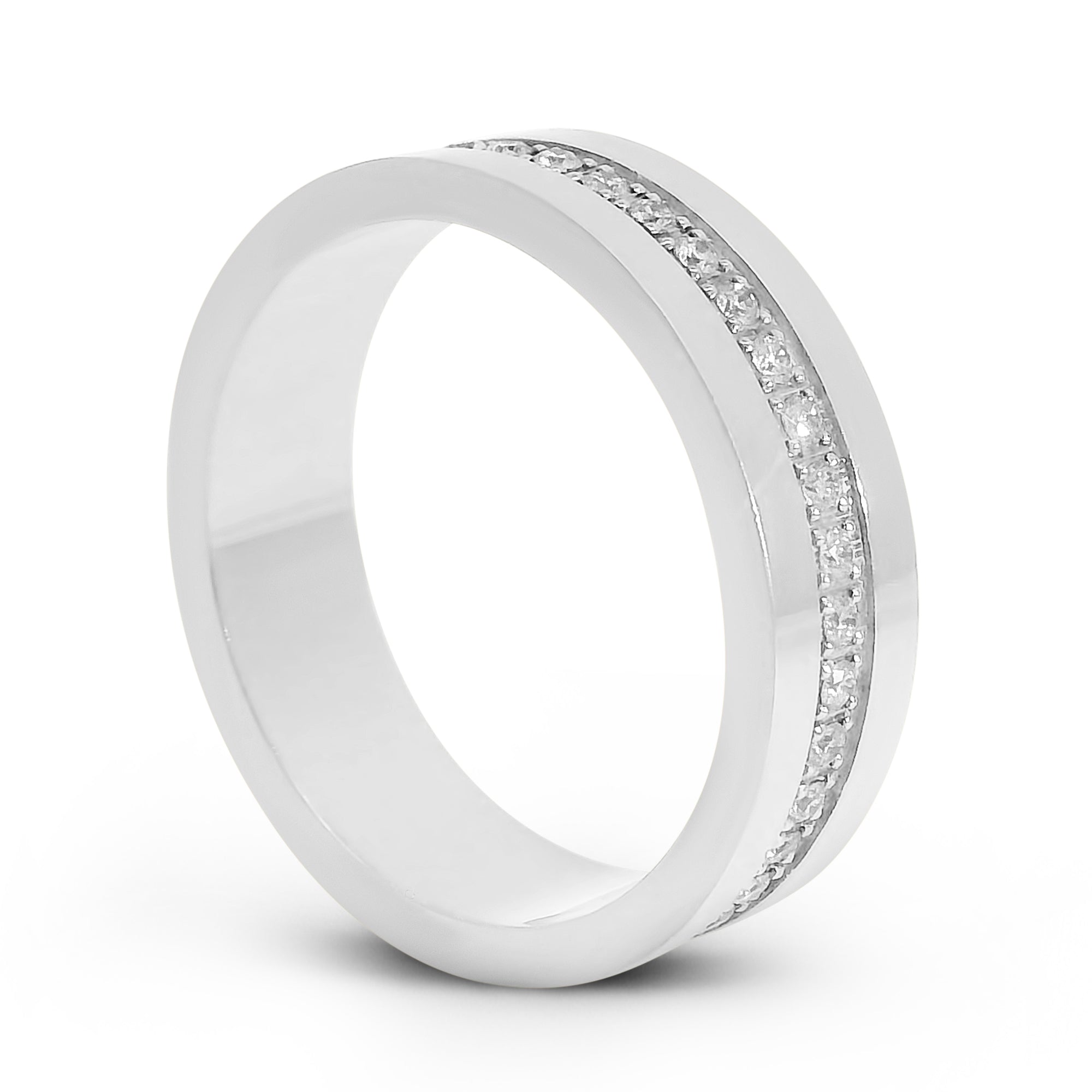 6mm Cigar Band with Inset Natural Diamonds