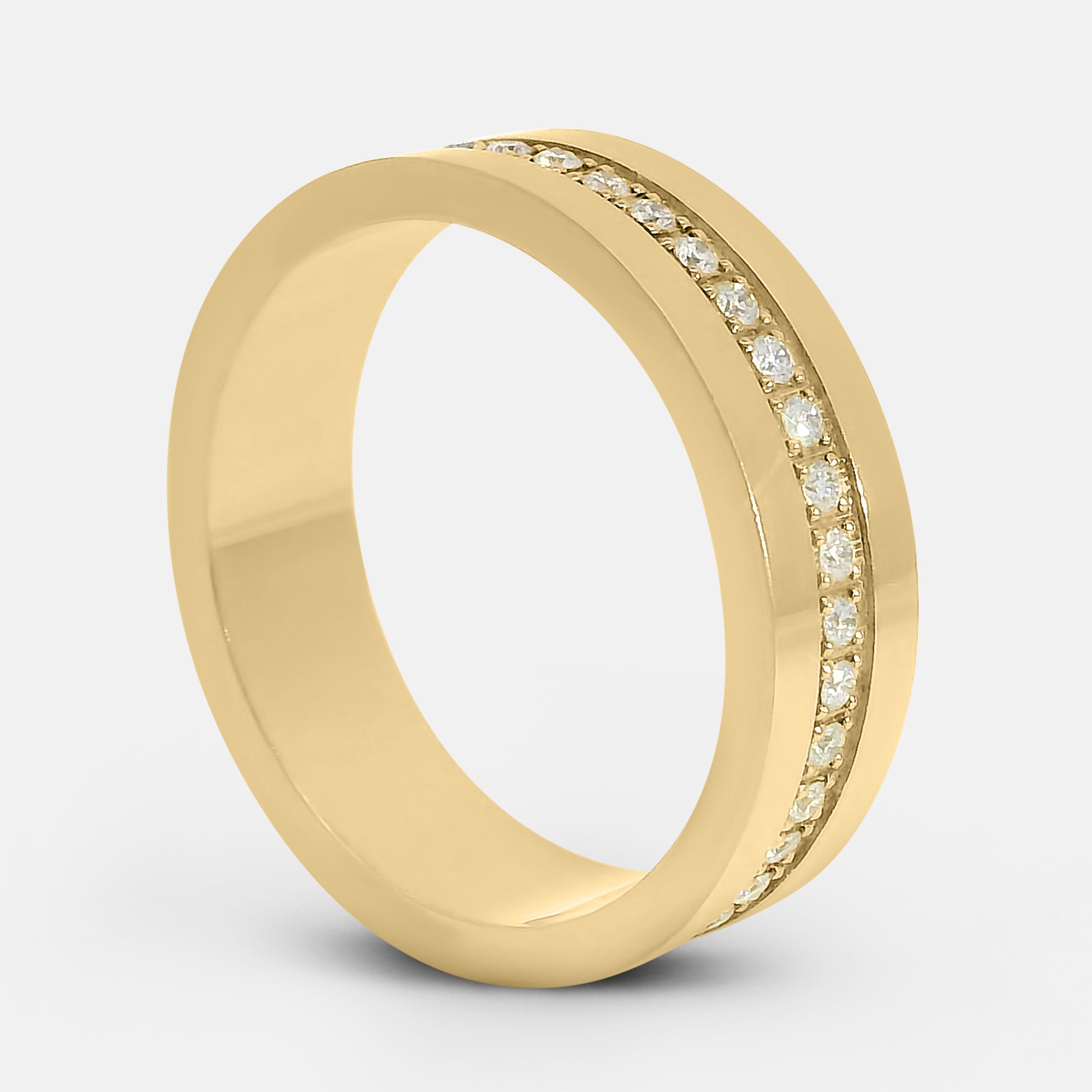 6mm Cigar Band with Inset Natural Diamonds