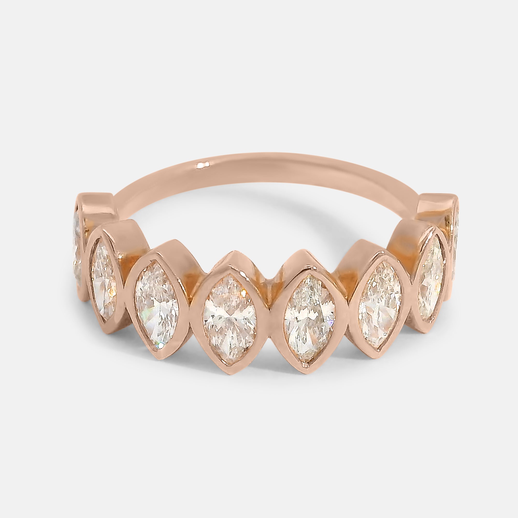 Half Pave Marquise Bezel Band