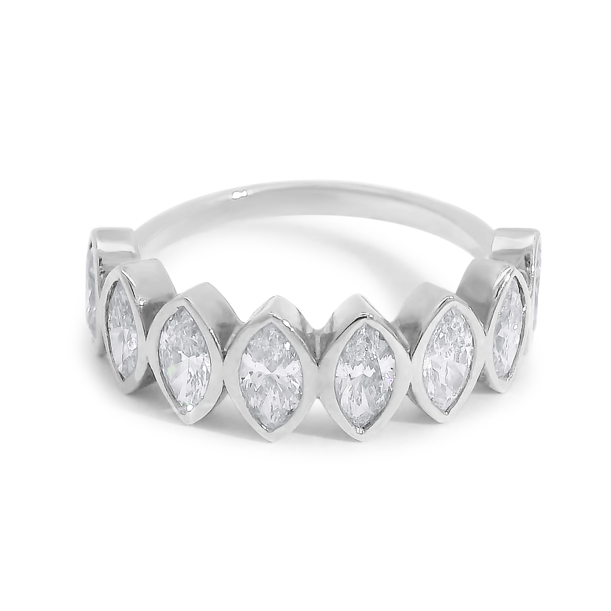 Half Pave Marquise Bezel Band