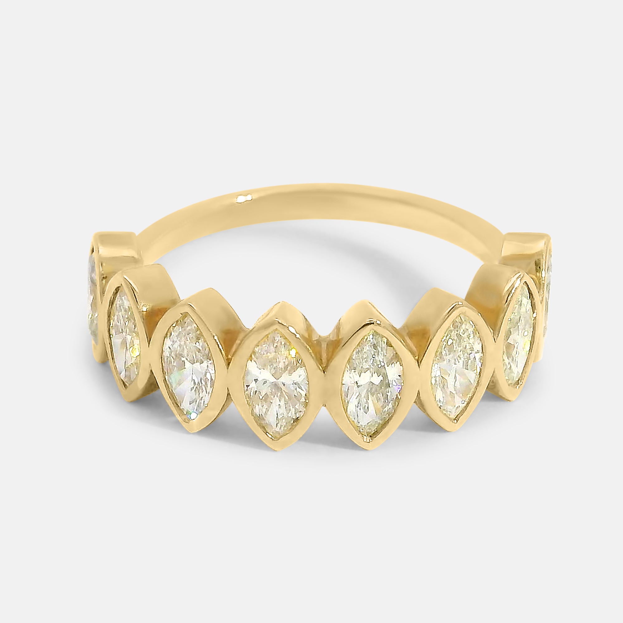 Half Pave Marquise Bezel Band