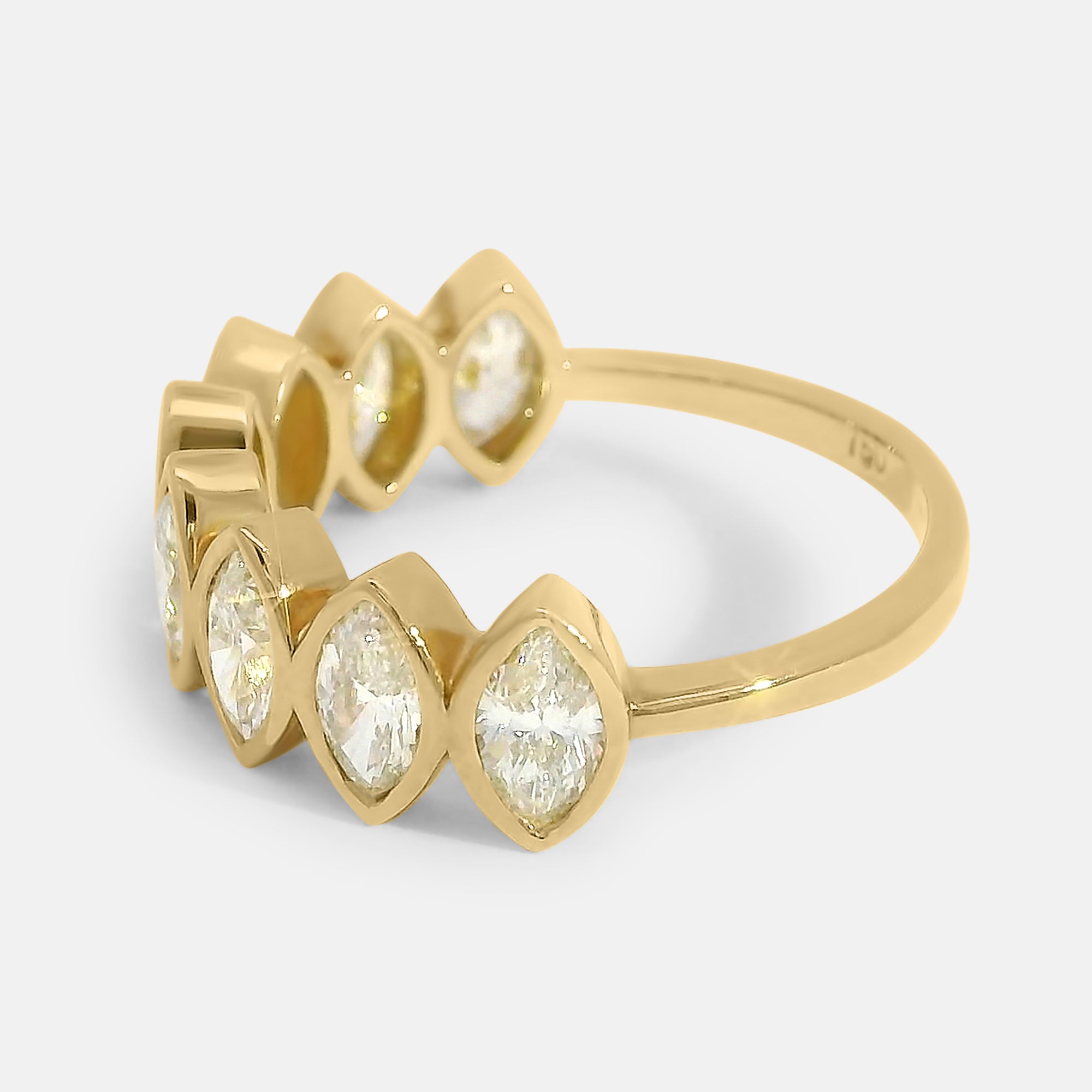 Half Pave Marquise Bezel Band