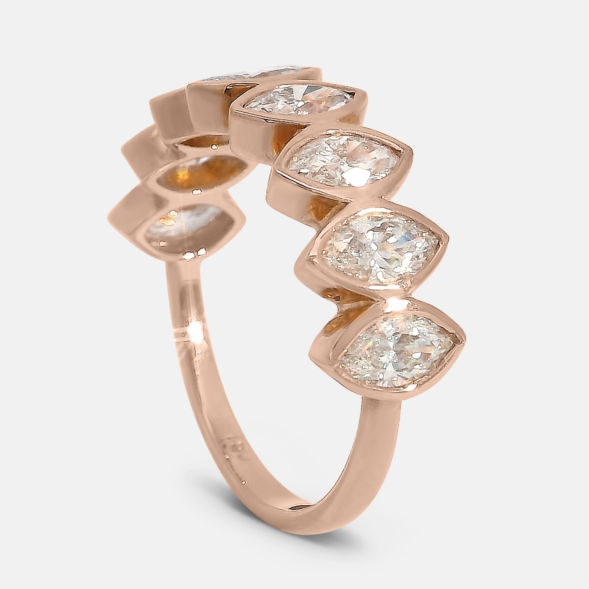 Half Pave Marquise Bezel Band