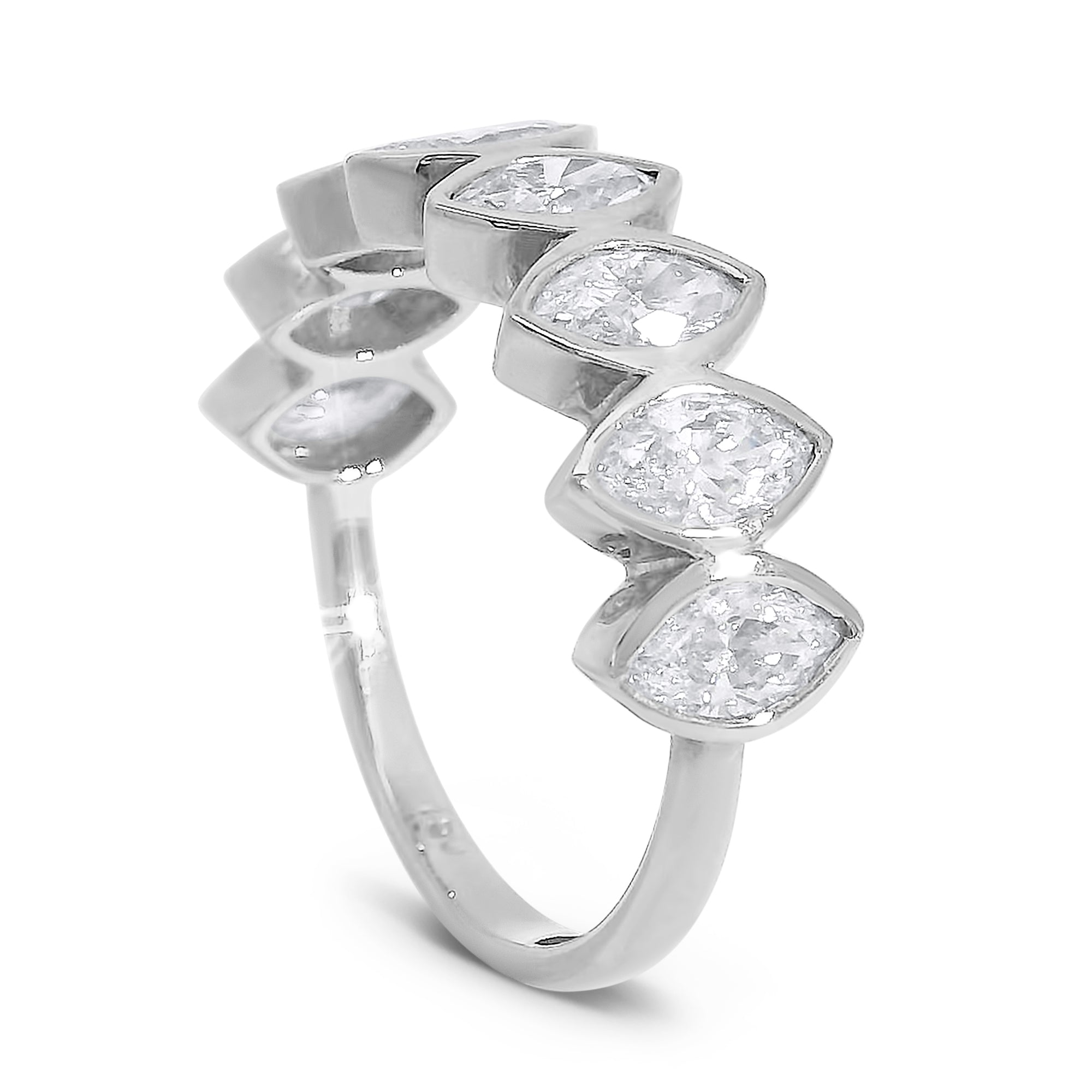Half Pave Marquise Bezel Band