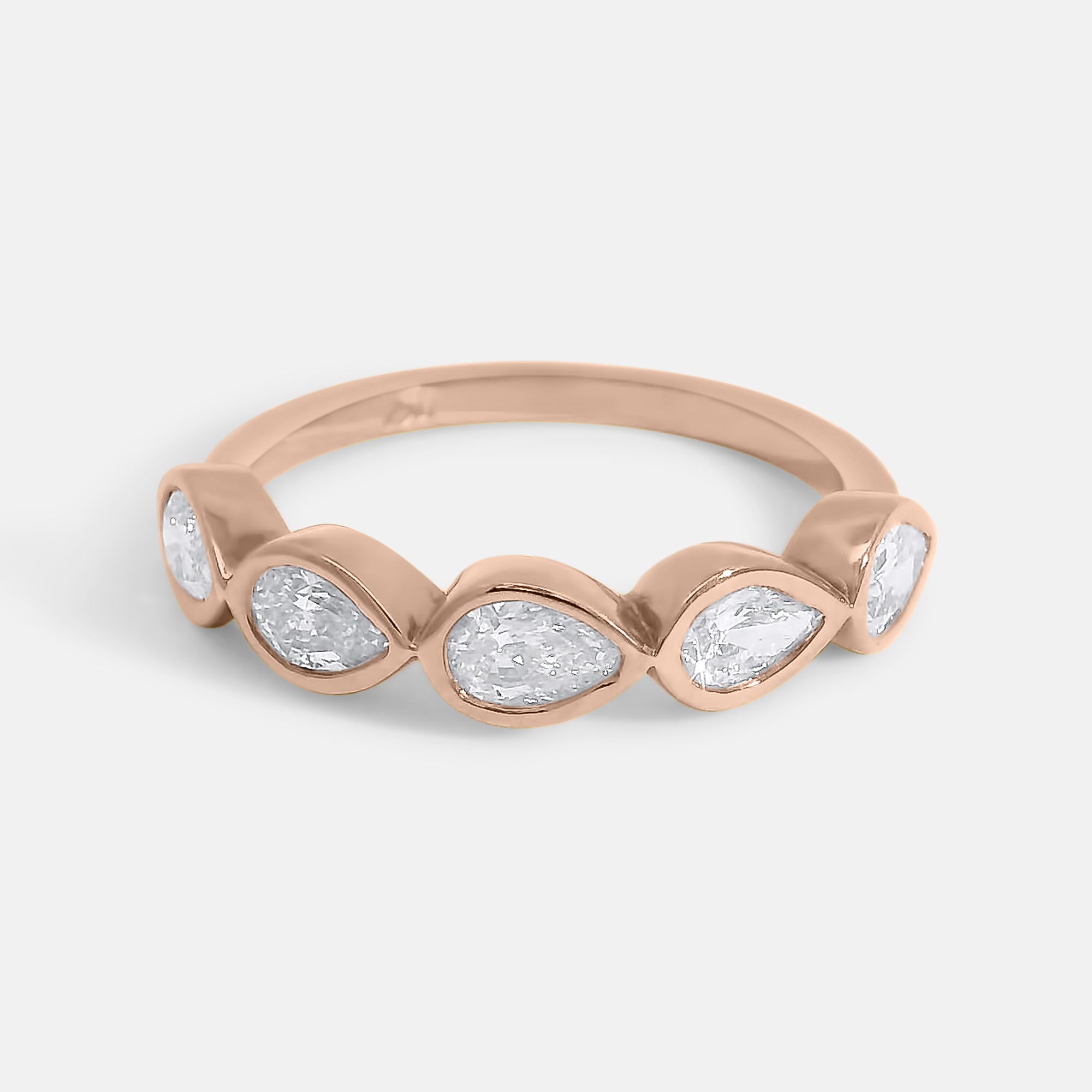 Half Pave Pear Bezel Band