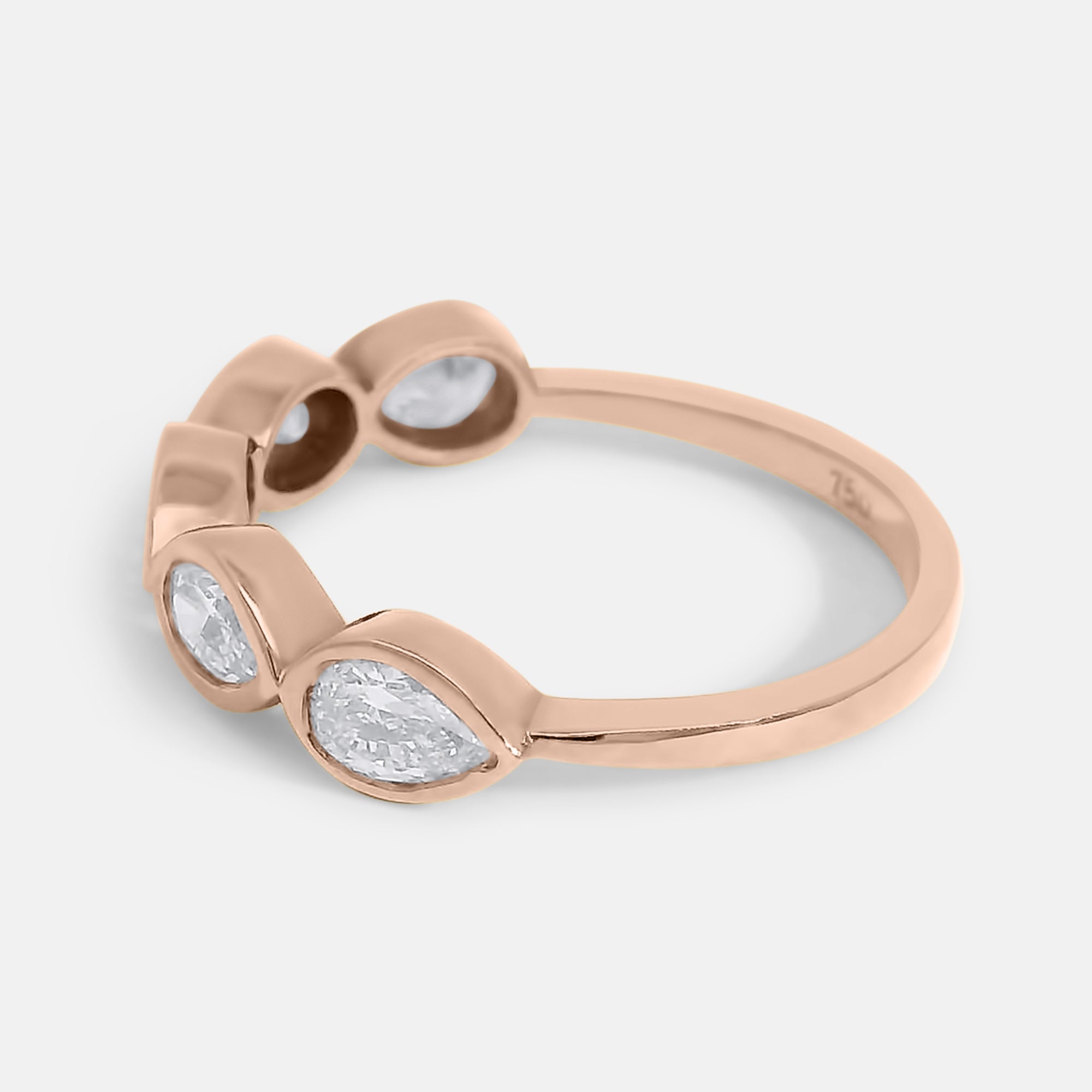 Half Pave Pear Bezel Band