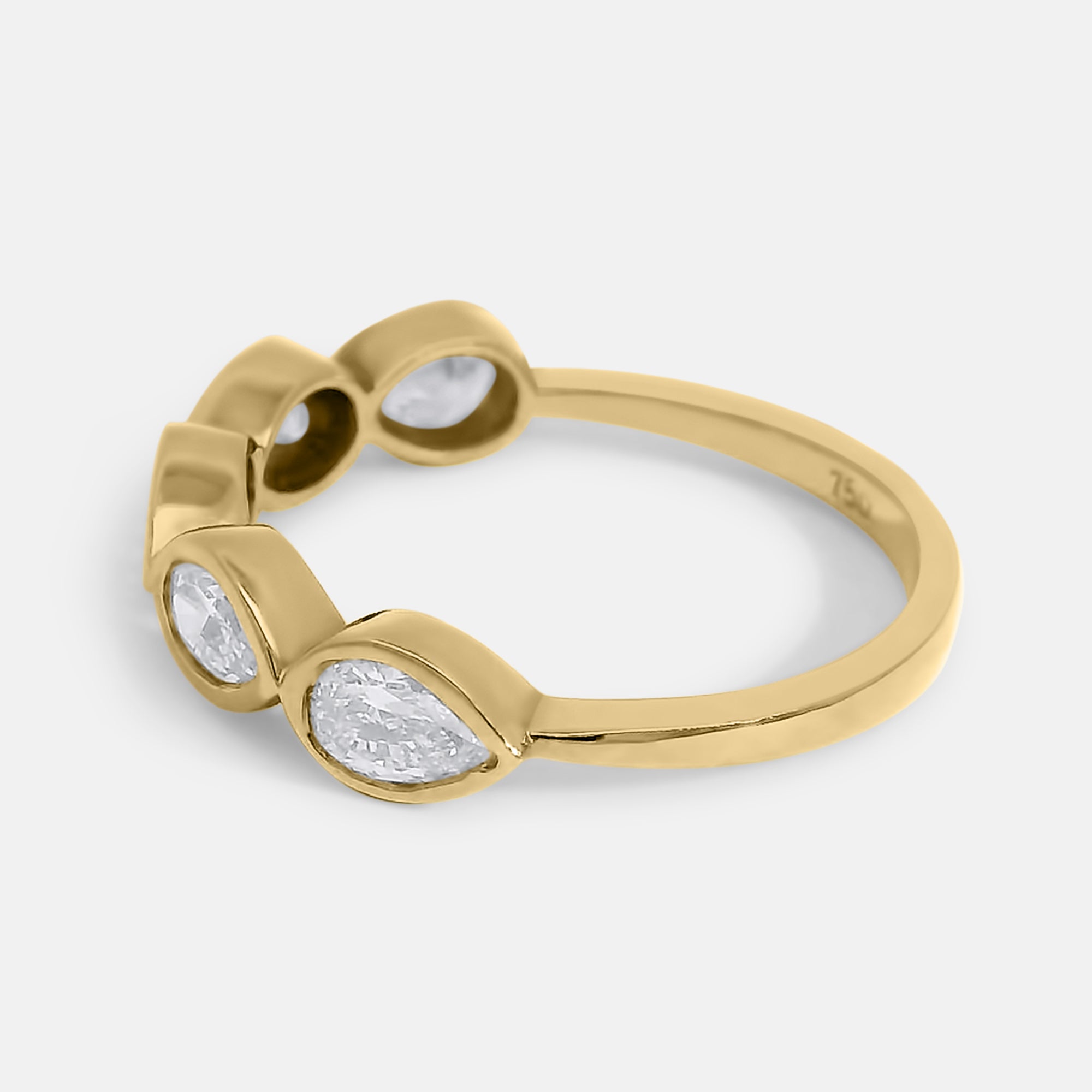 Half Pave Pear Bezel Band