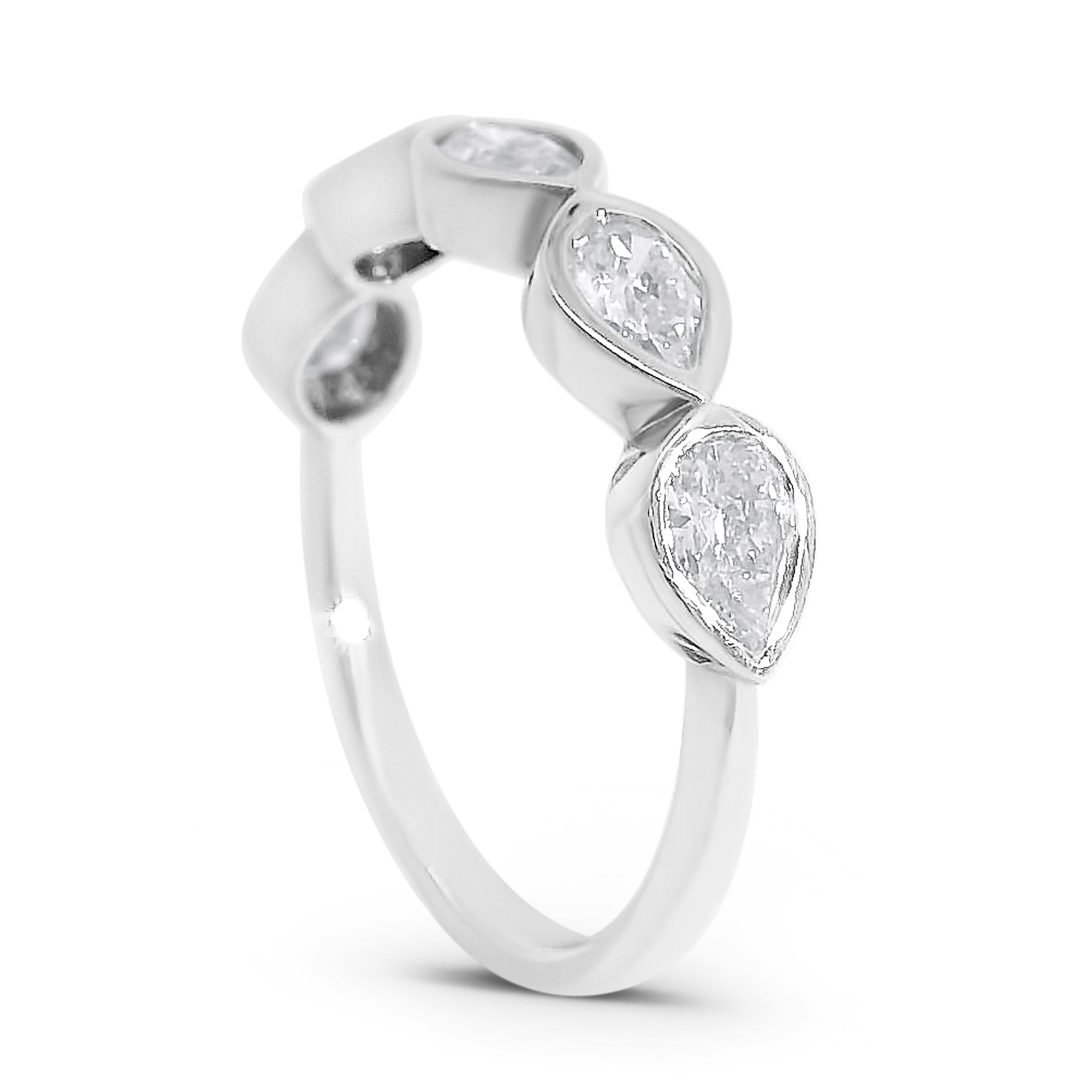 Half Pave Pear Bezel Band