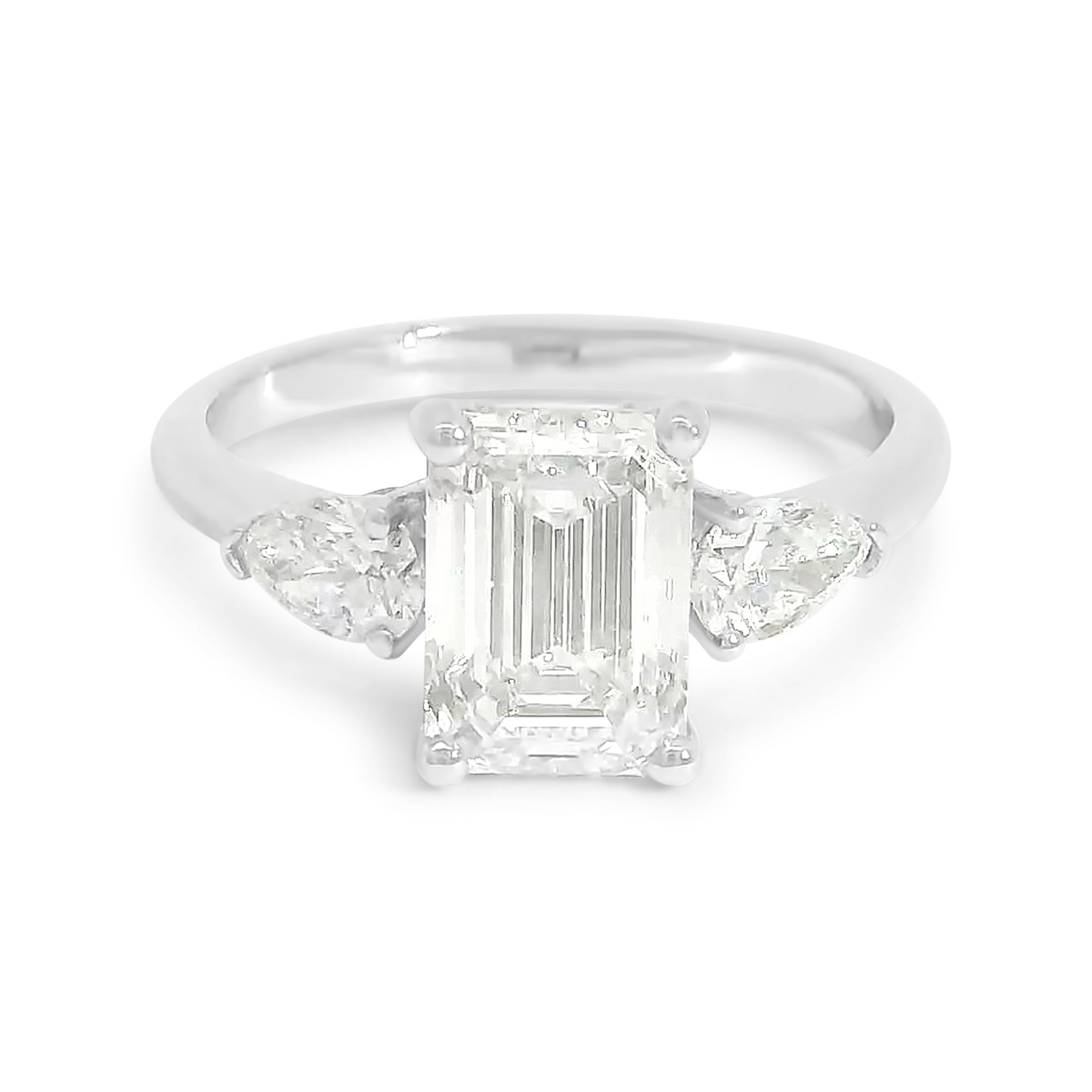 Candace Emerald Cut w/ Tapered Pear Engagement Ring