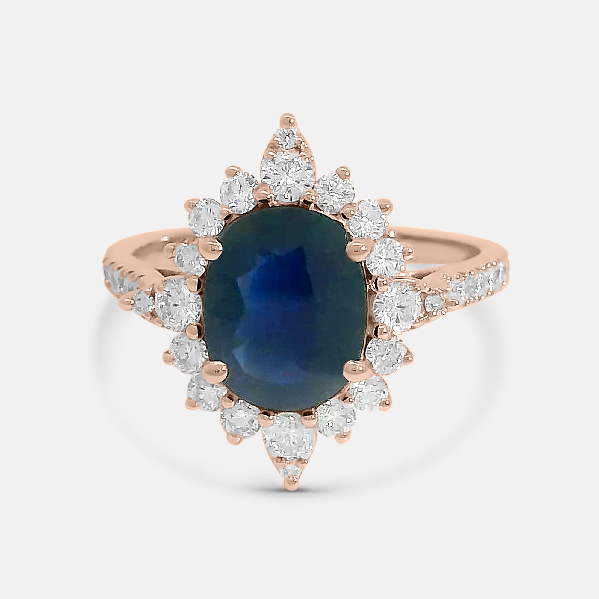 Oval Sapphire w/ Diamond Halo Ring