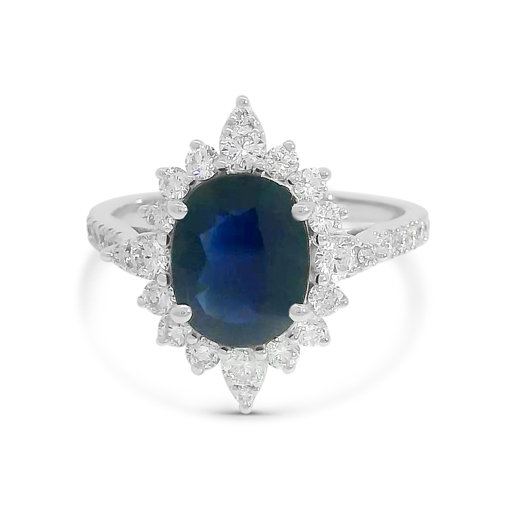 Oval Sapphire w/ Diamond Halo Ring