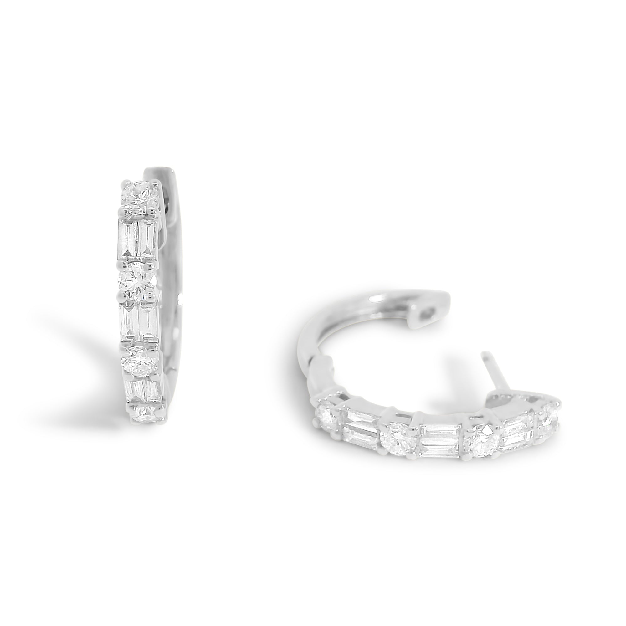 Emerald/Round cut Diamond Hoops 11mm