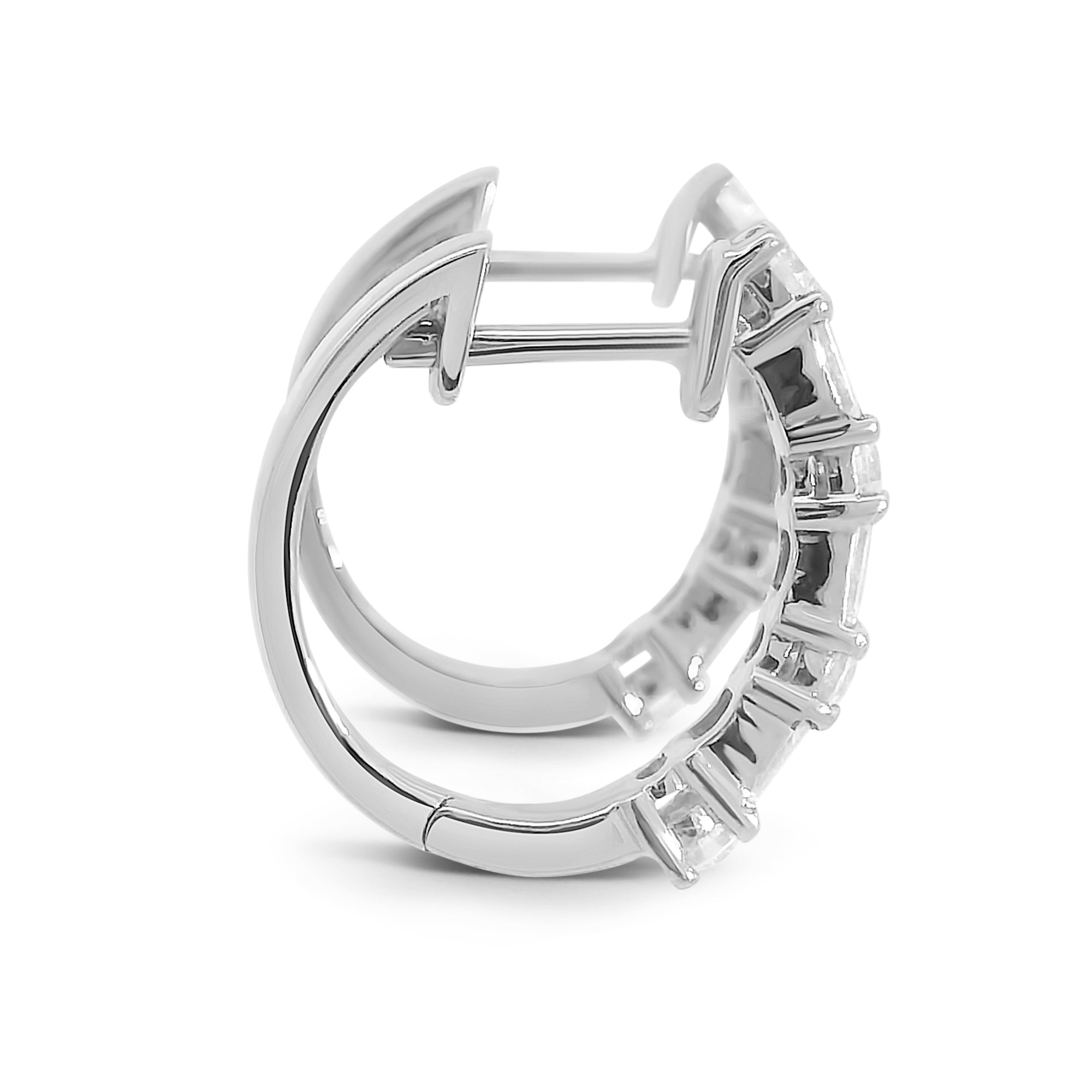 Emerald/Round cut Diamond Hoops 11mm