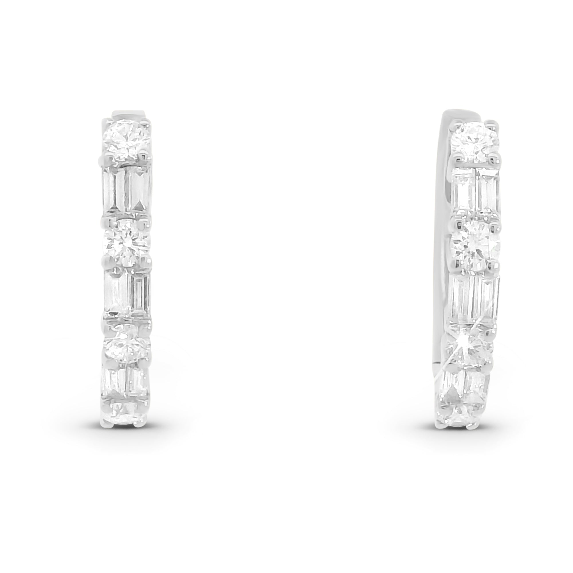 Emerald/Round cut Diamond Hoops 11mm