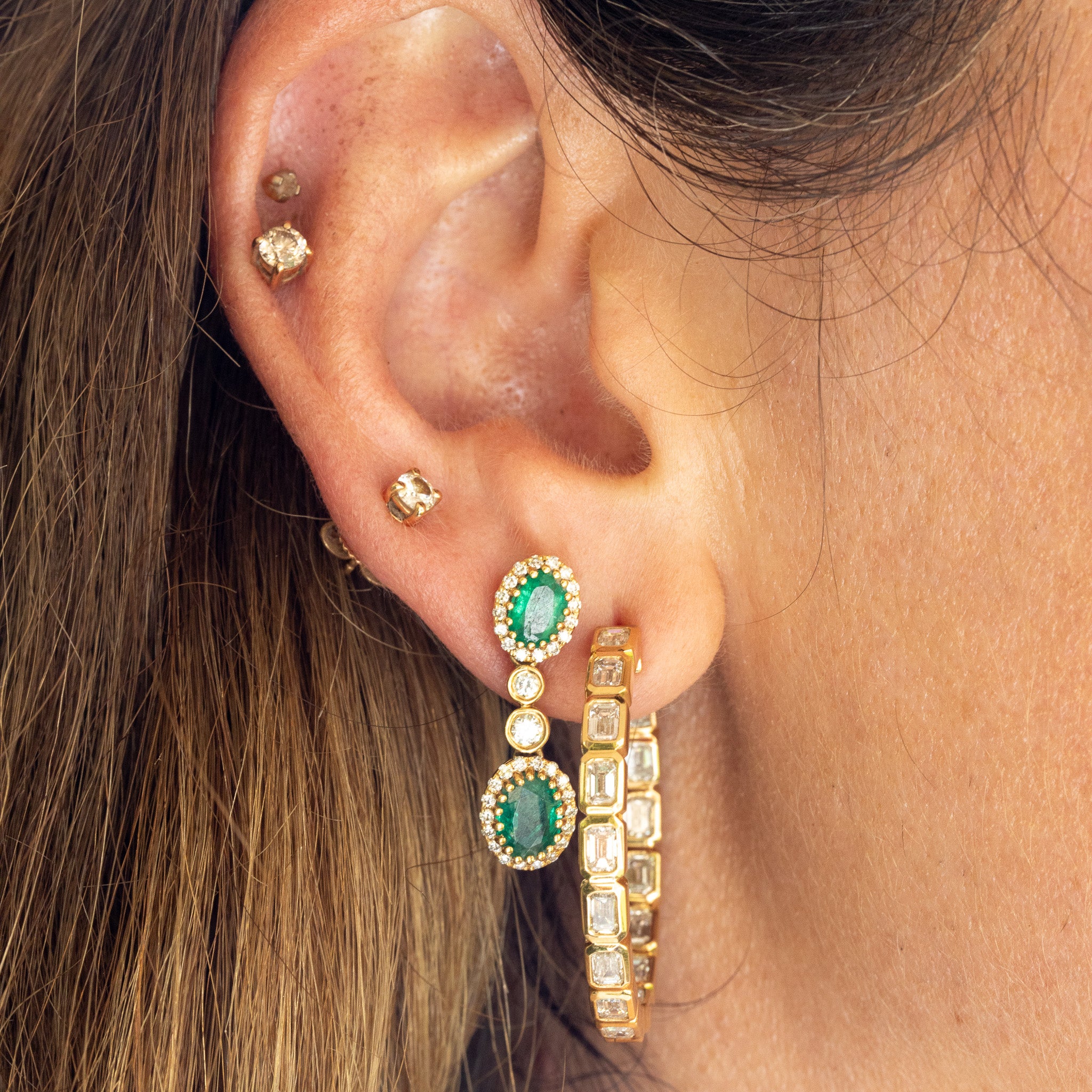 Emerald and Diamond Drop Earrings