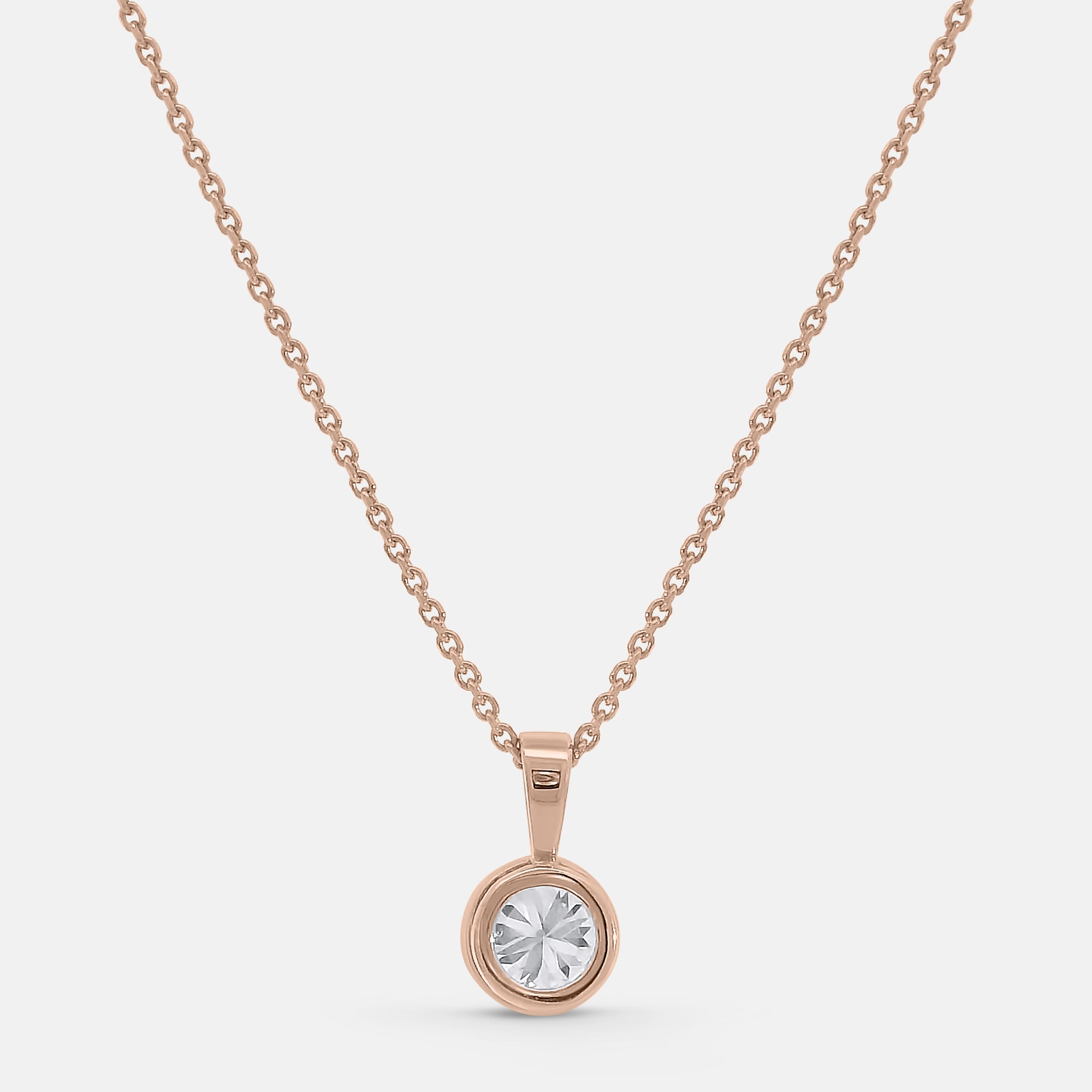Brilliant/Round Bezel Diamond Pendant w/ Chain