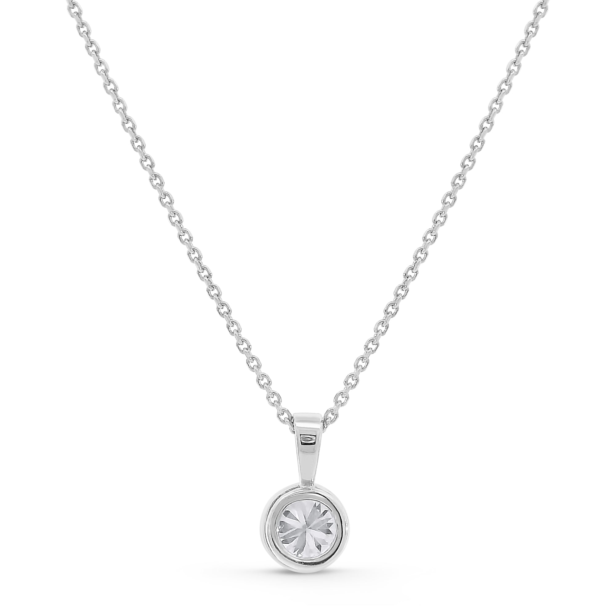 Brilliant/Round Bezel Diamond Pendant w/ Chain