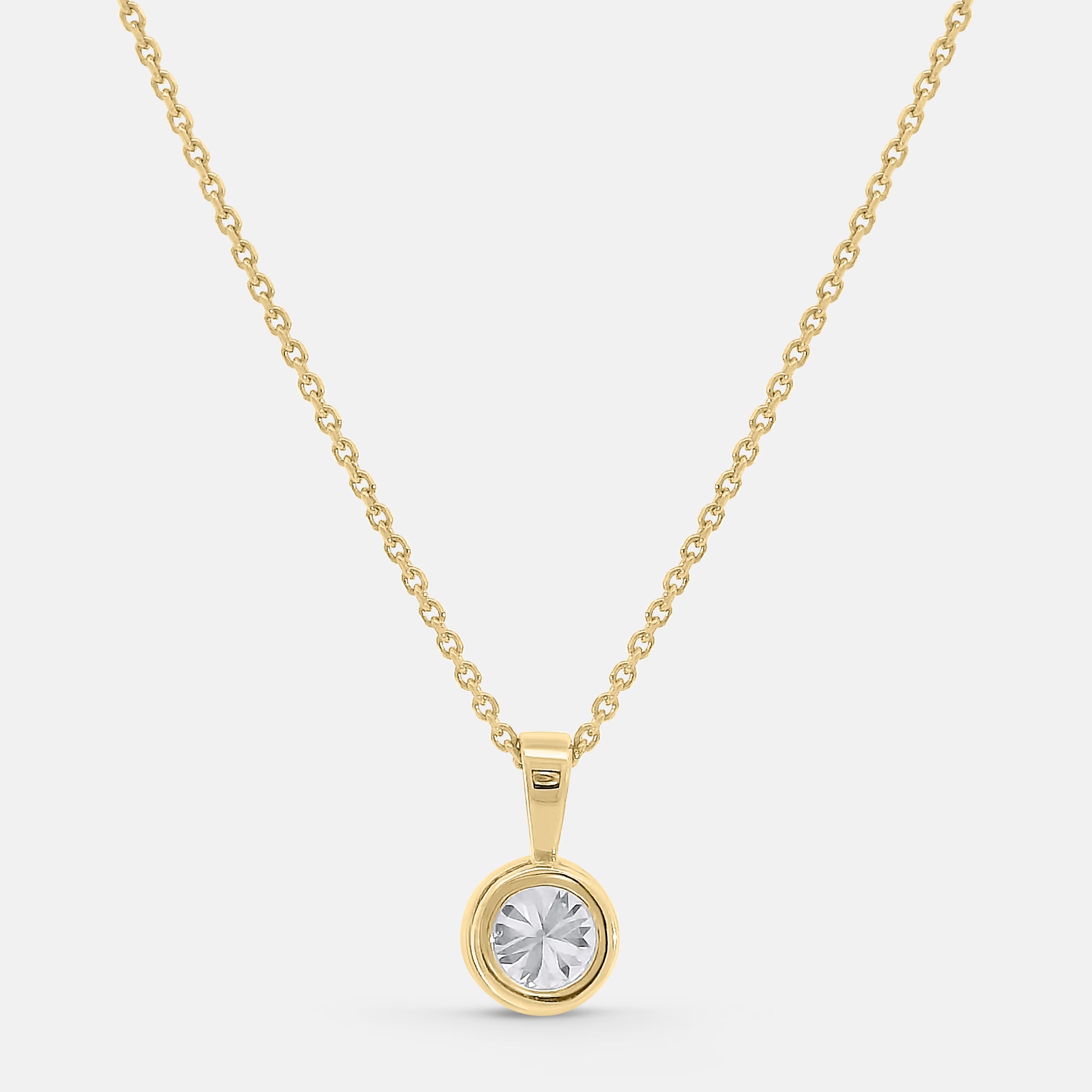 Brilliant/Round Bezel Diamond Pendant w/ Chain