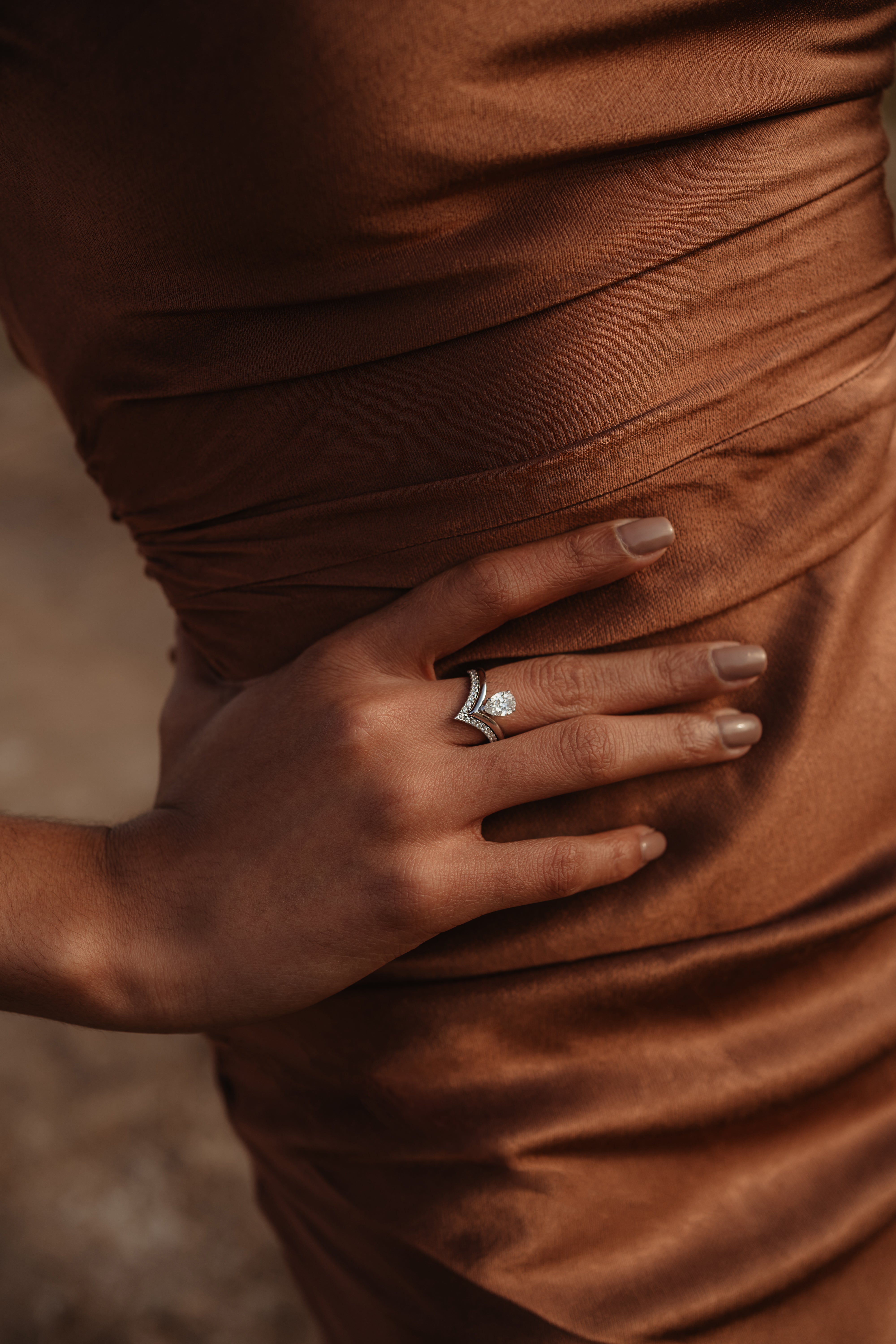 Anna Pear Wishbone Engagement Ring