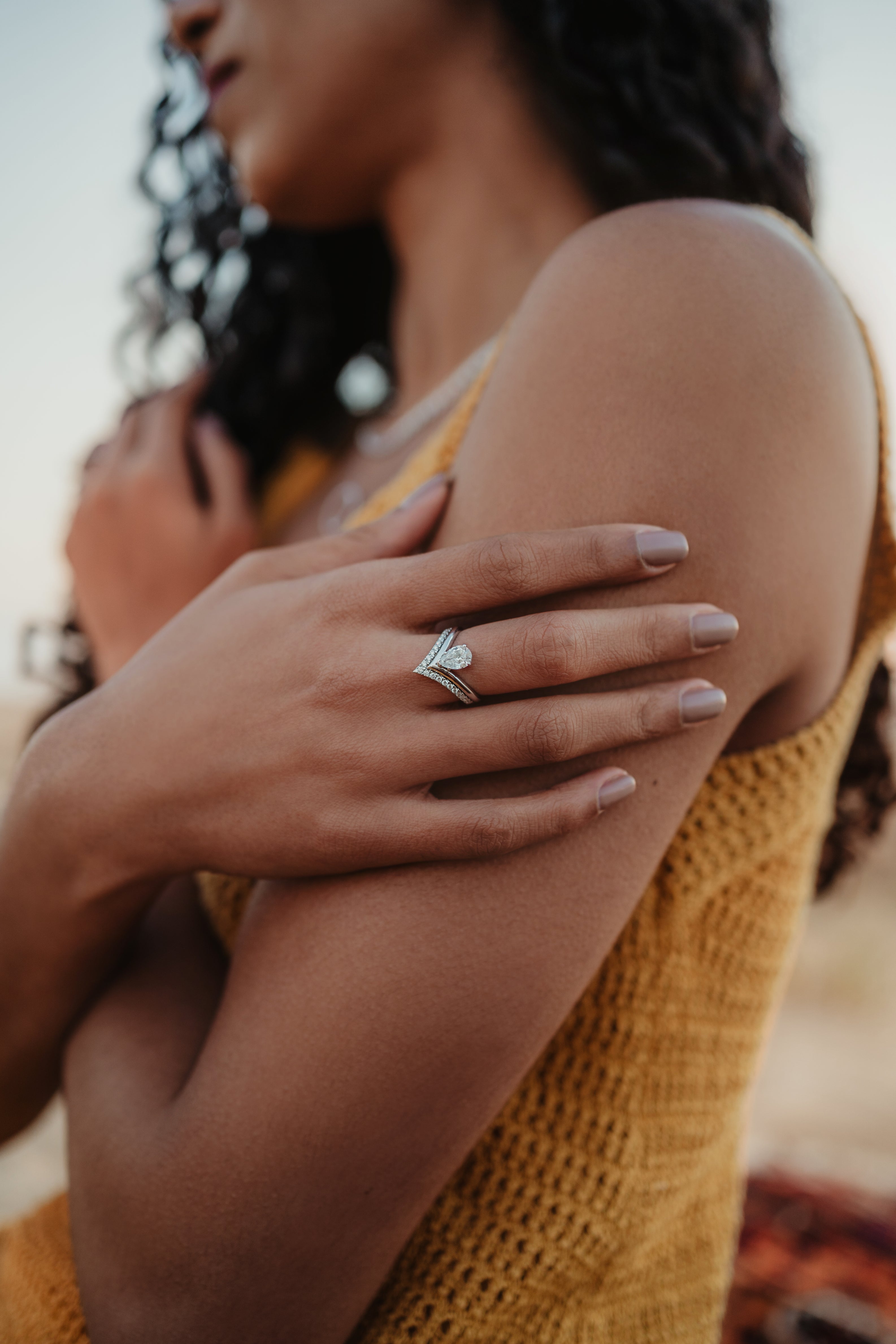 Anna Pear Wishbone Engagement Ring