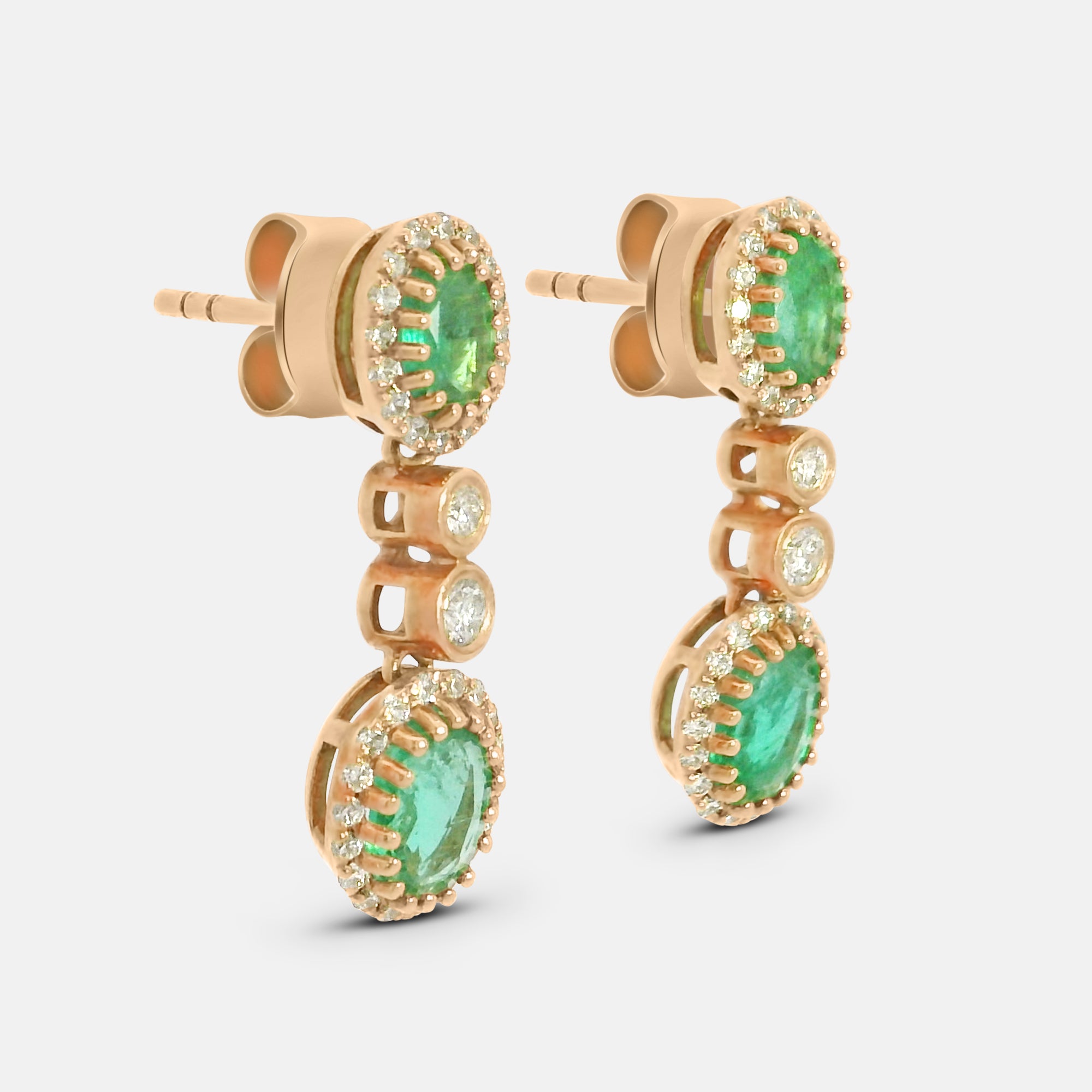 Emerald and Diamond Drop Earrings