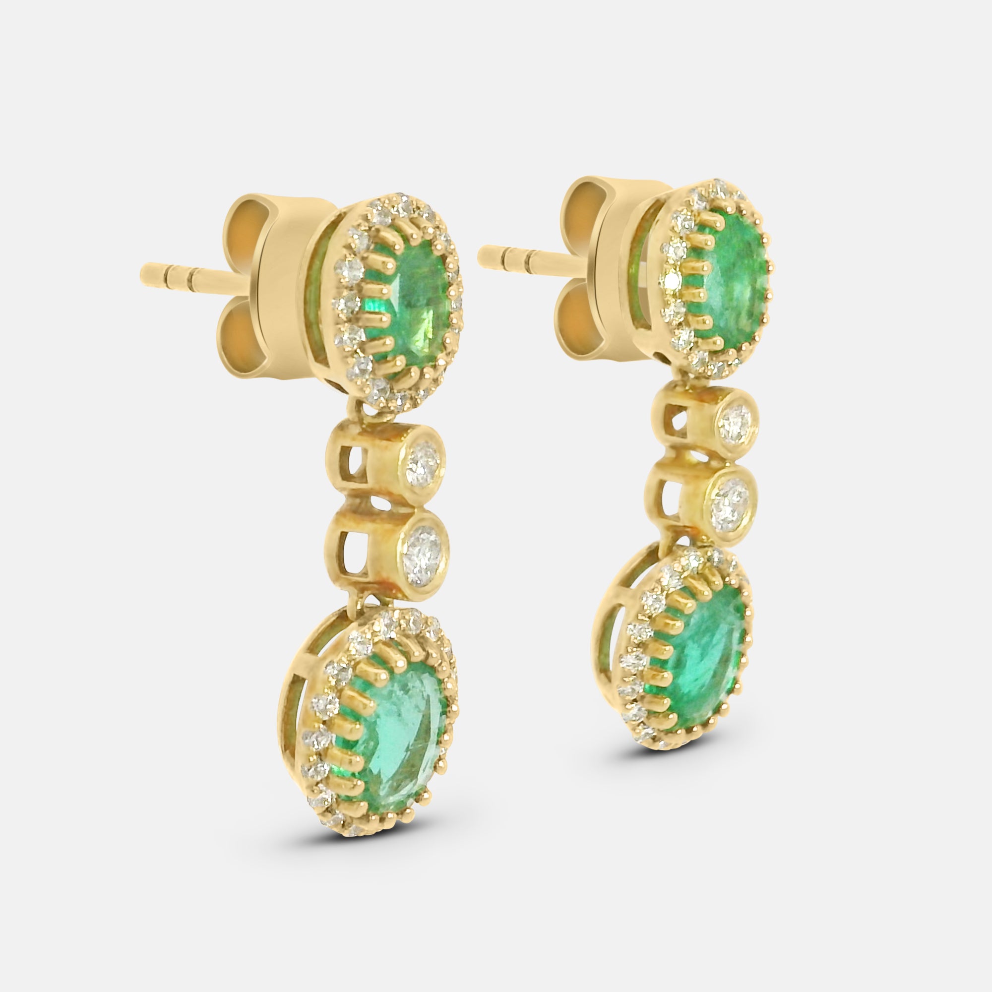 Emerald and Diamond Drop Earrings