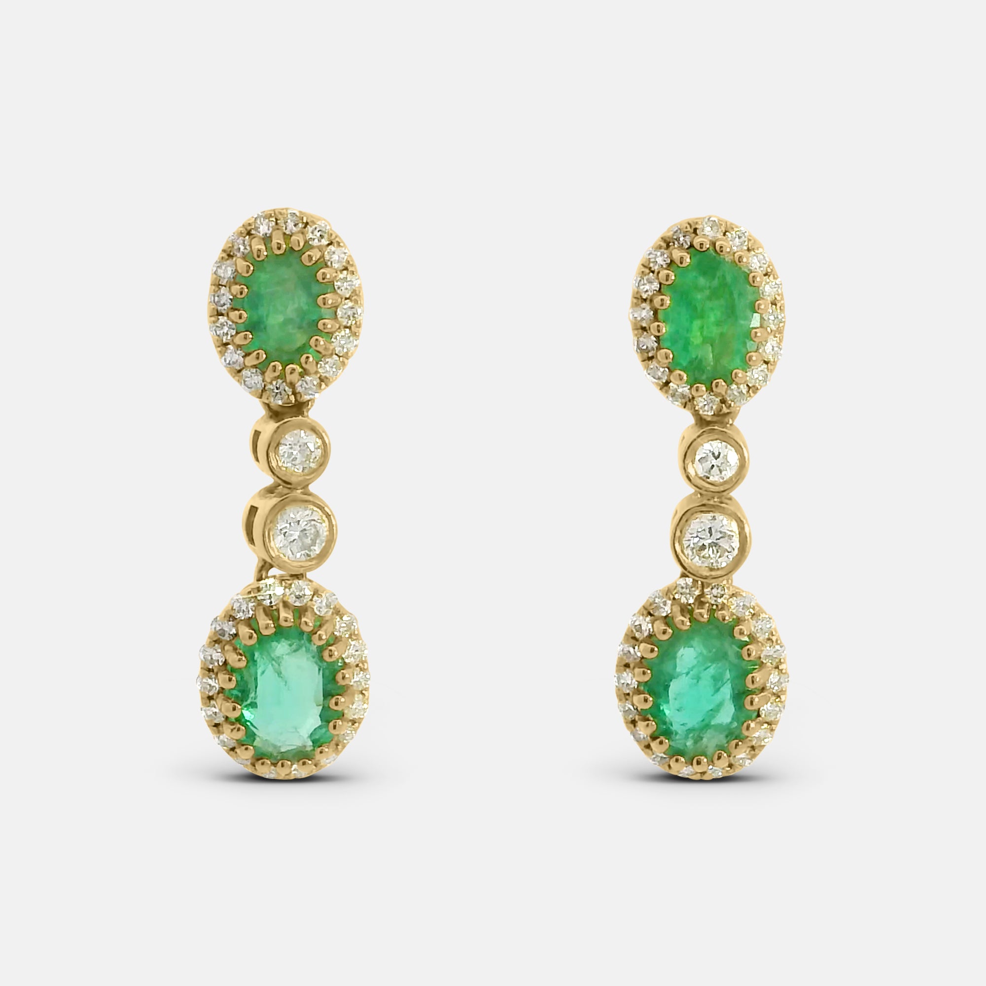 Emerald and Diamond Drop Earrings