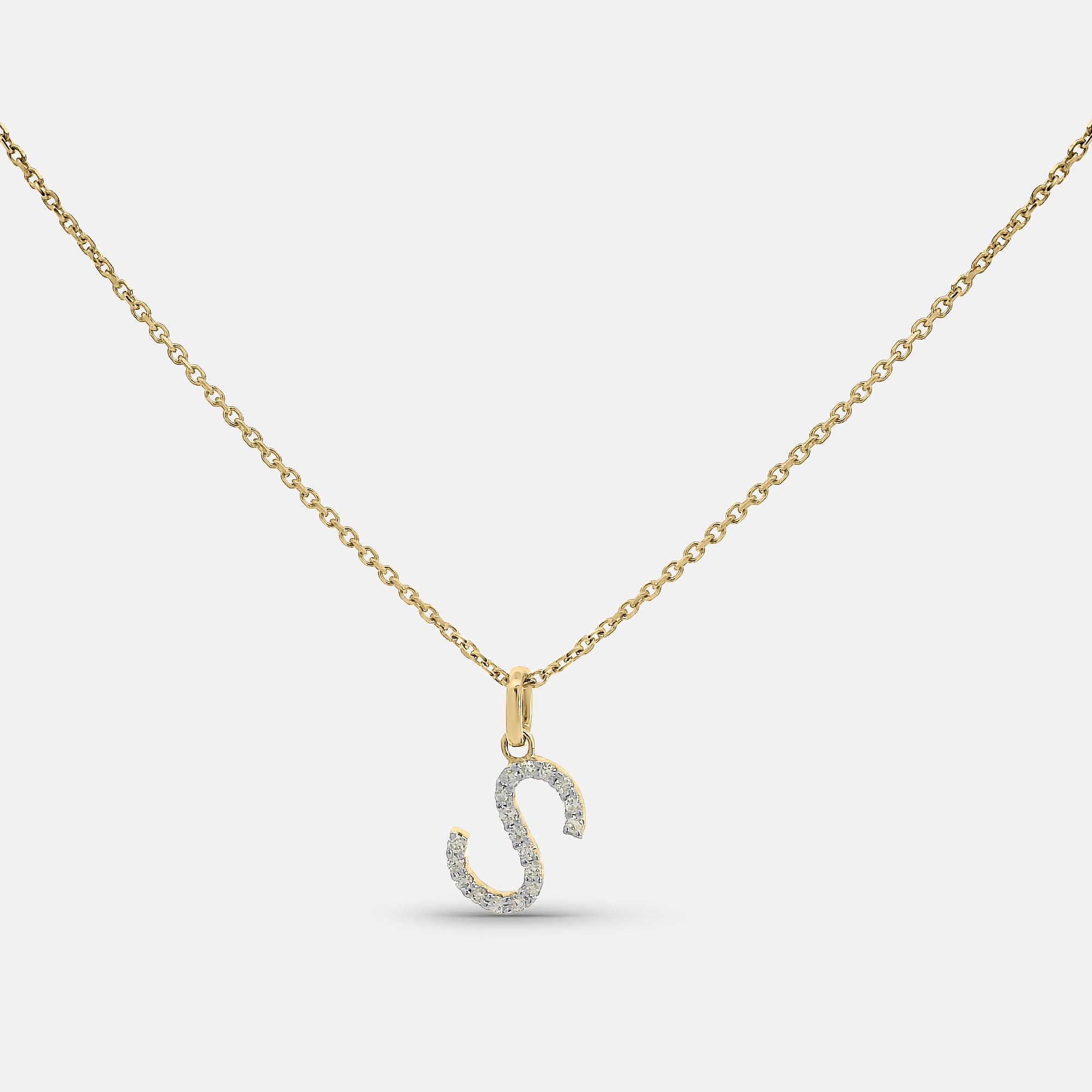 Customizable Initial Diamond Pendant Necklace w/ Chain