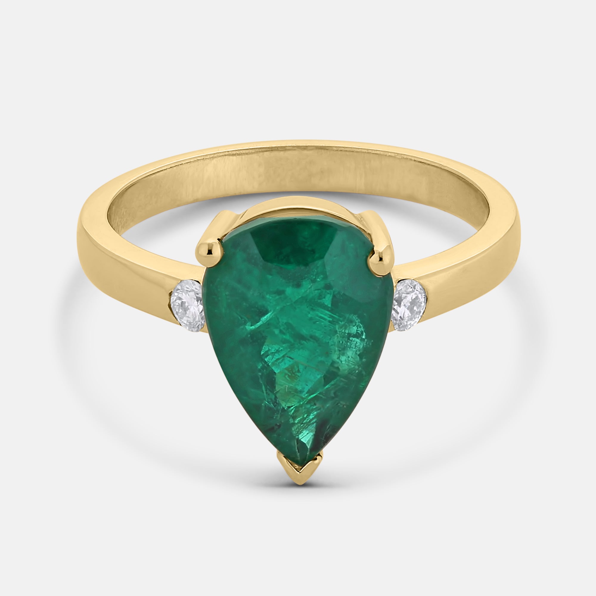 Bezel Pear Shaped Emerald Ring