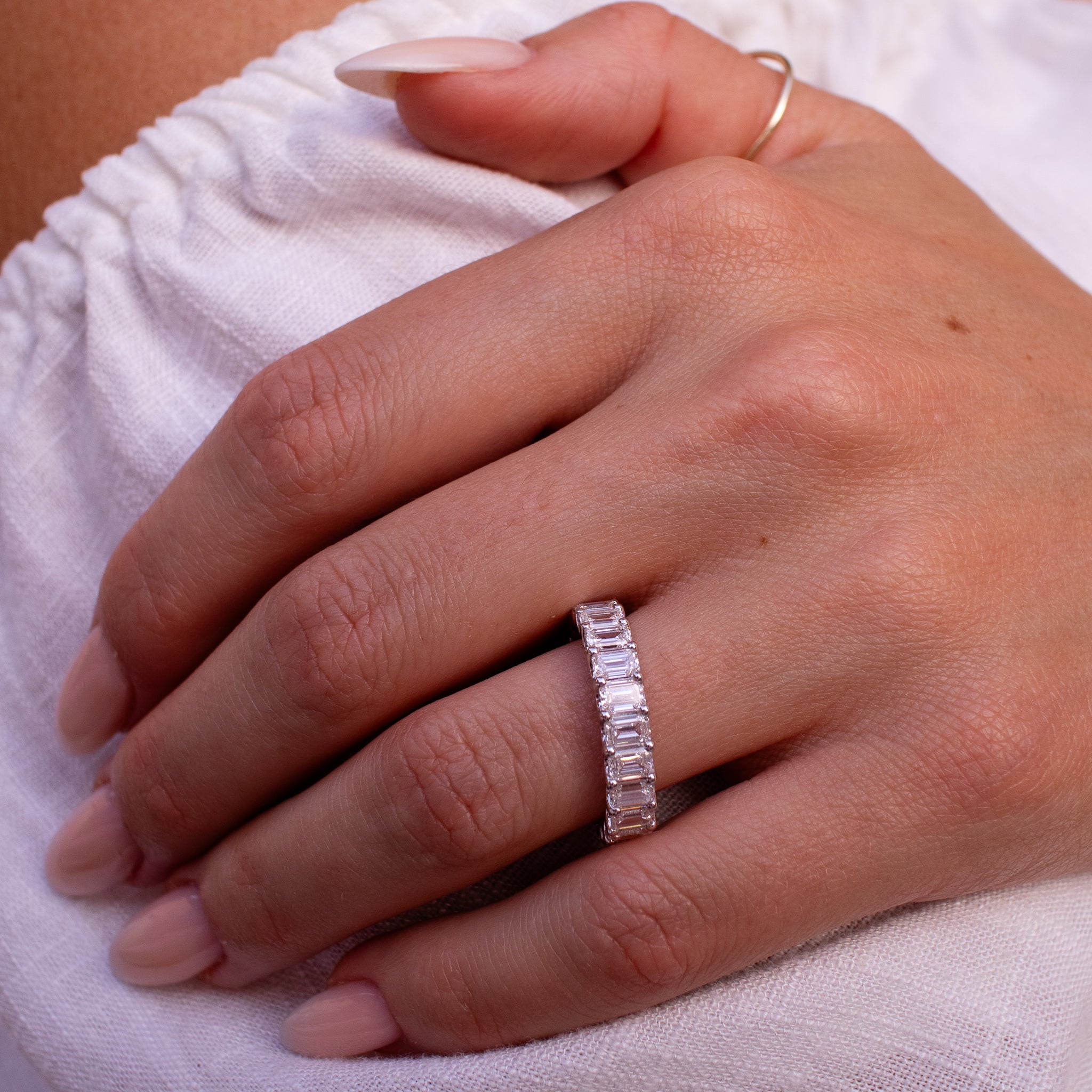 Emerald Cut Full Pave Band (4.55tcw)