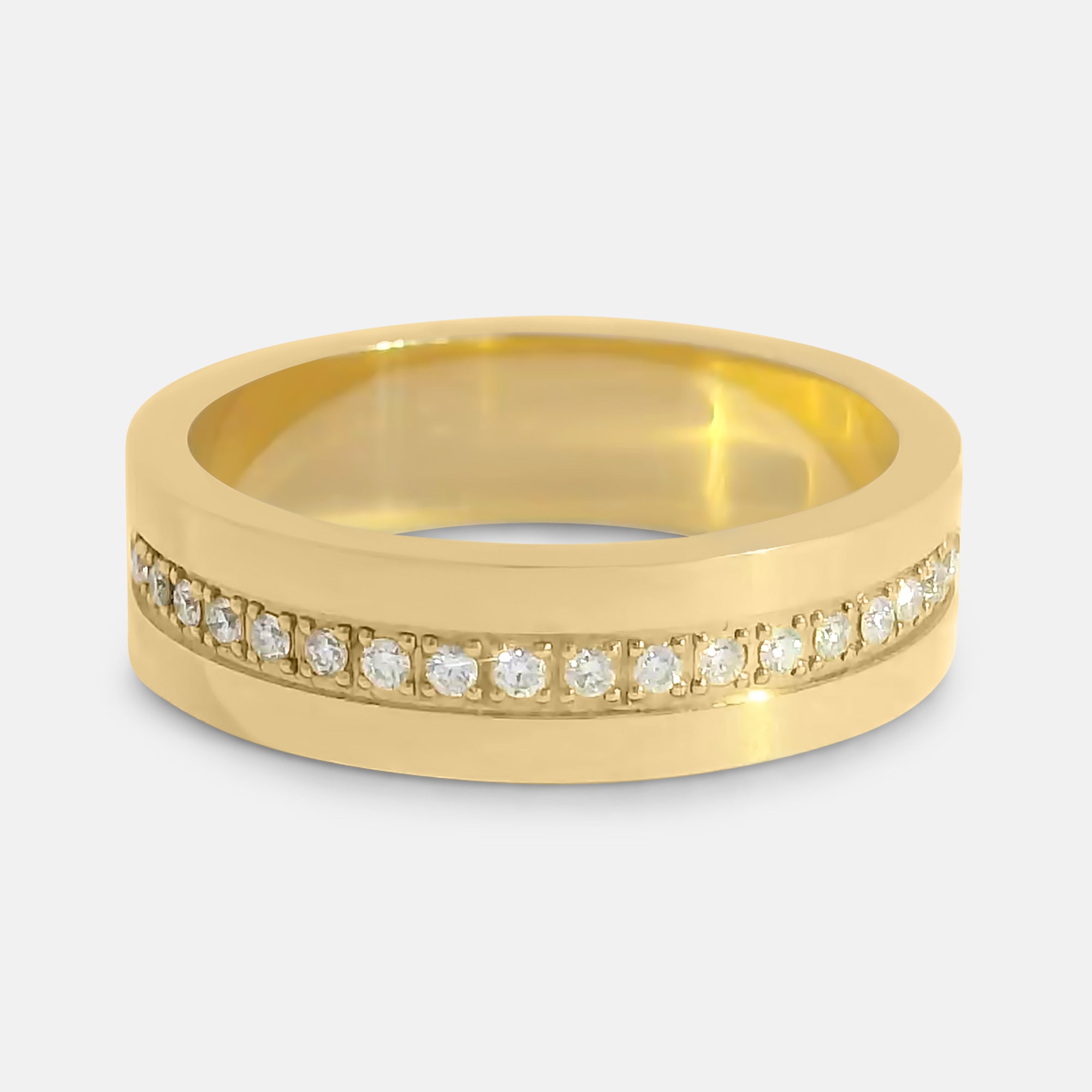 6mm Cigar Band with Inset Natural Diamonds