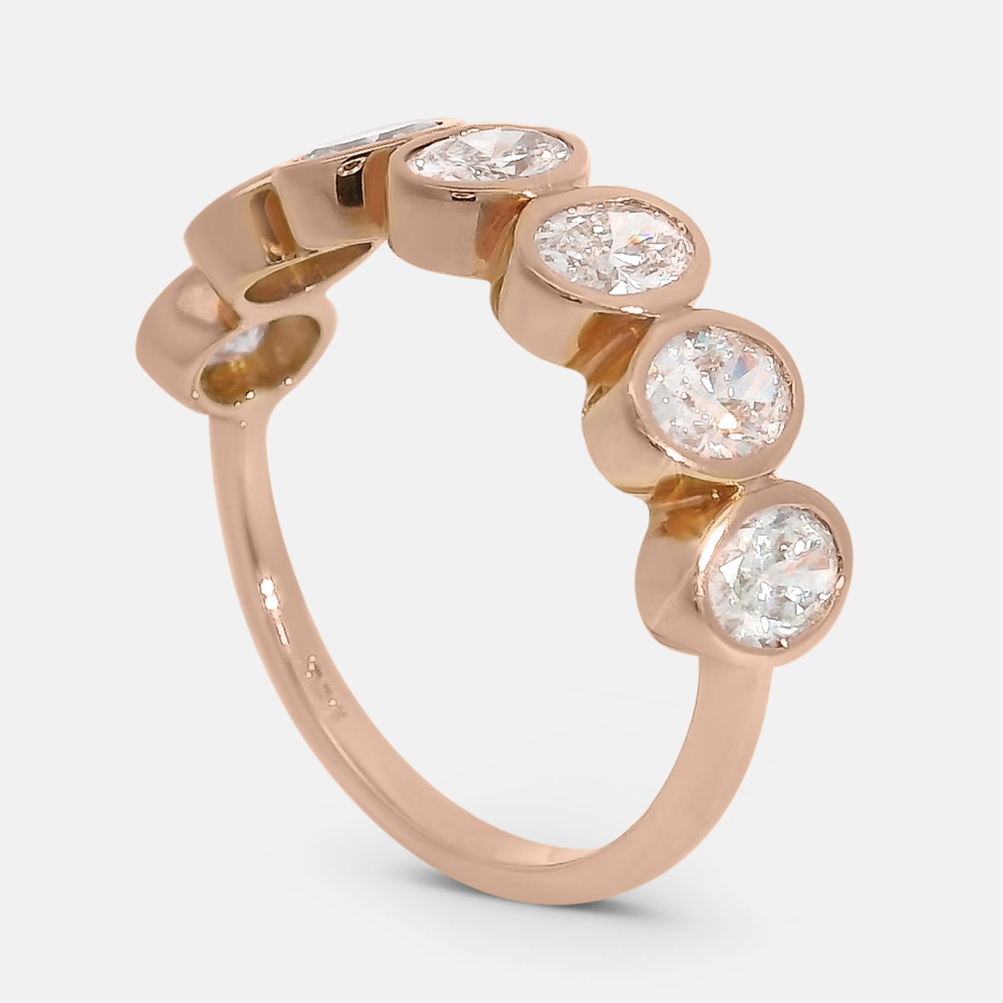 Half Pave Oval Bezel Band