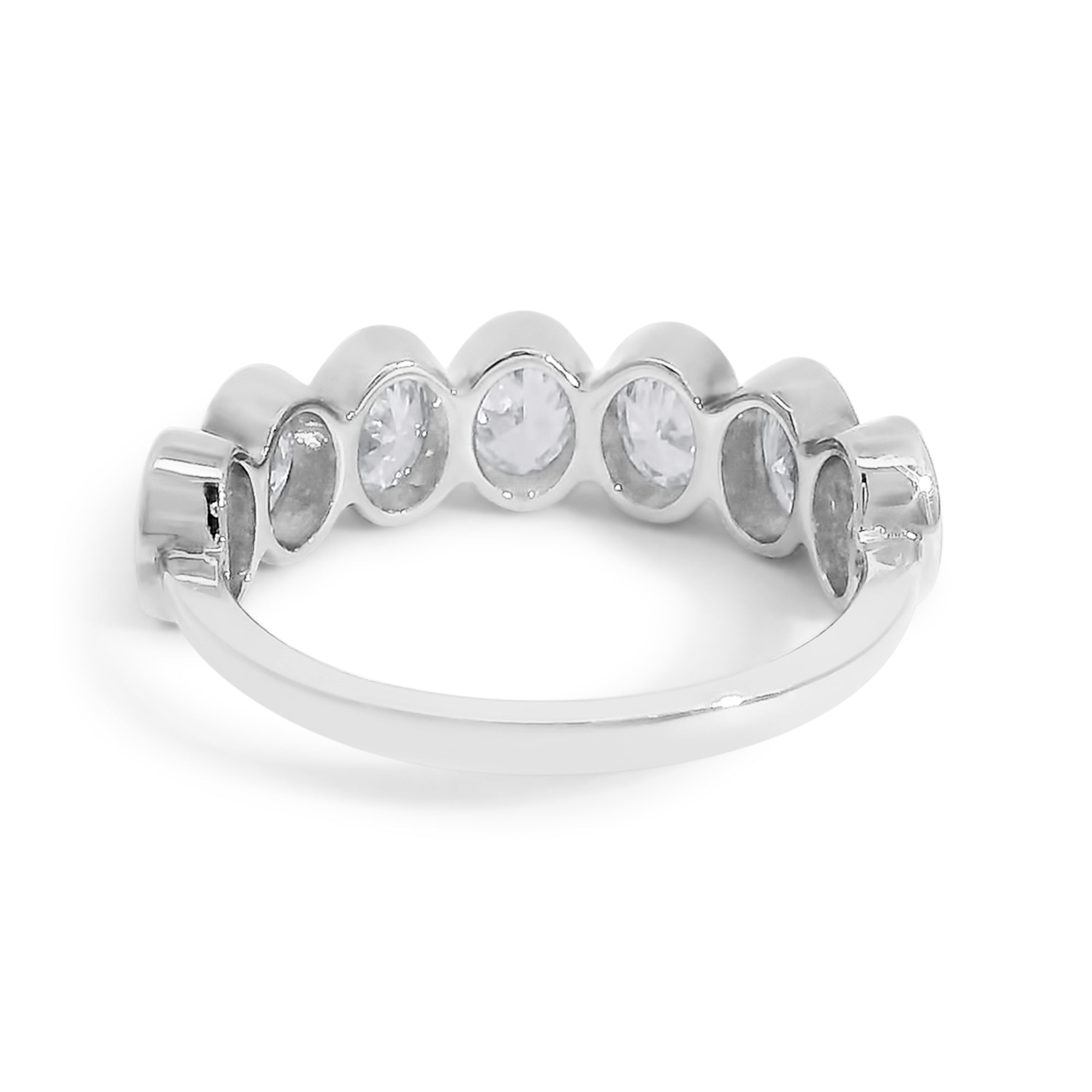 Half Pave Oval Bezel Band