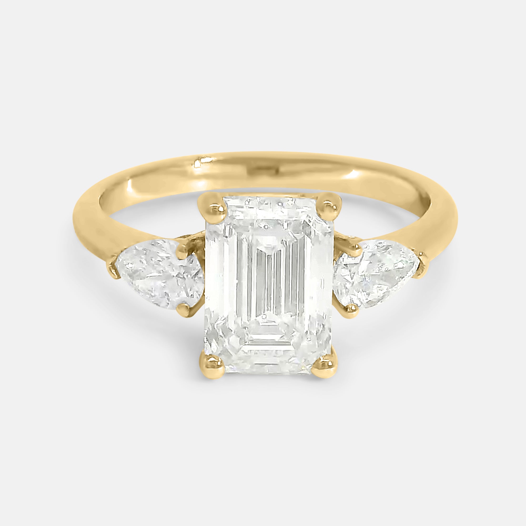 Candace Emerald Cut w/ Tapered Pear Engagement Ring