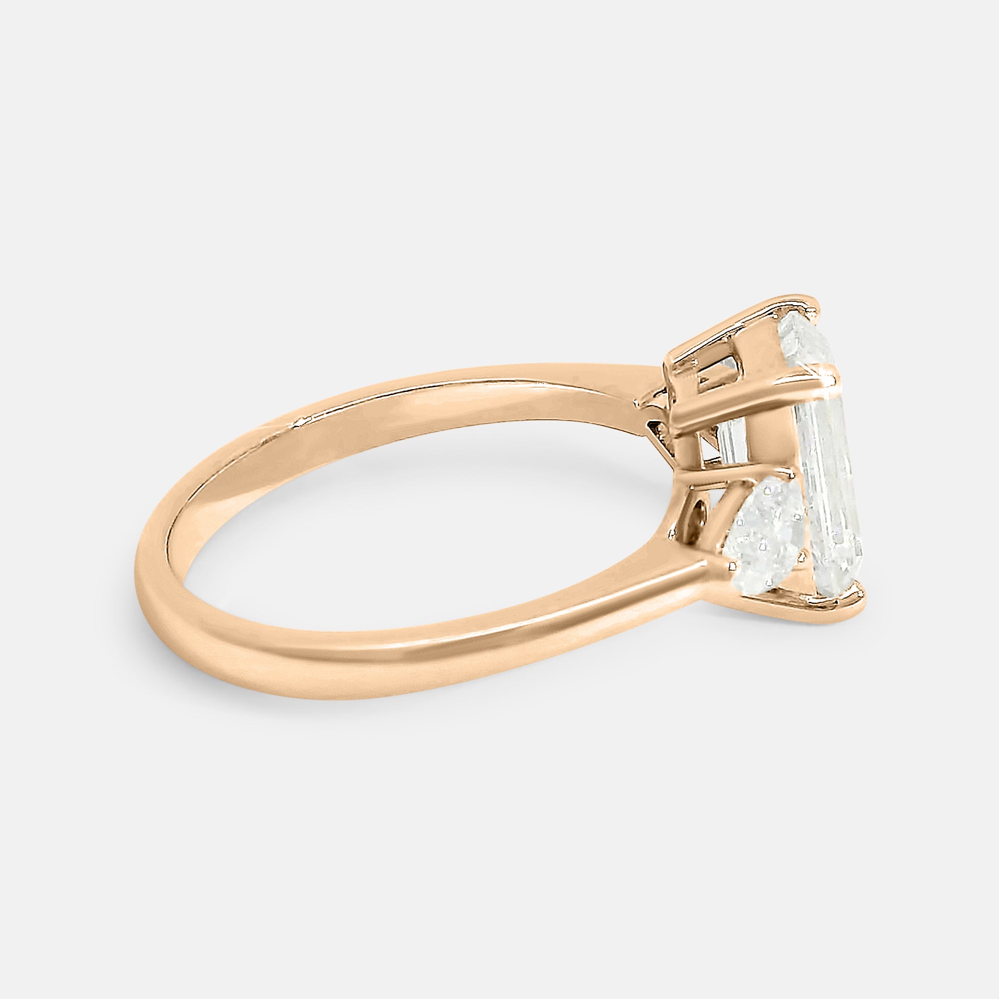 Candace Emerald Cut w/ Tapered Pear Engagement Ring