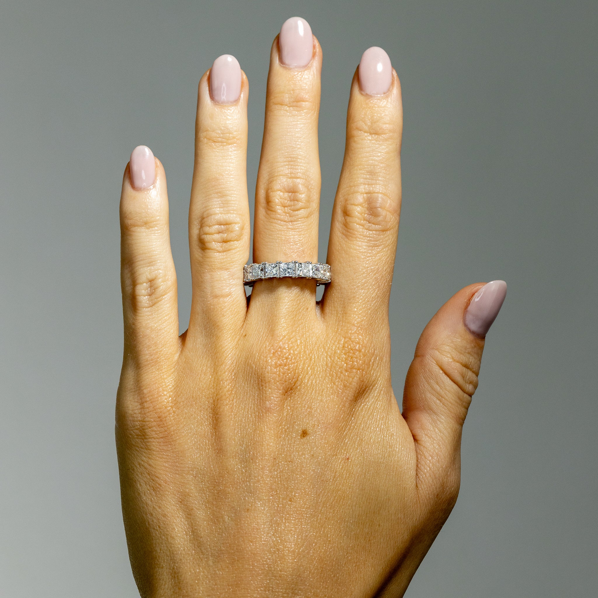 Princess Cut Full Pave Eternity Band